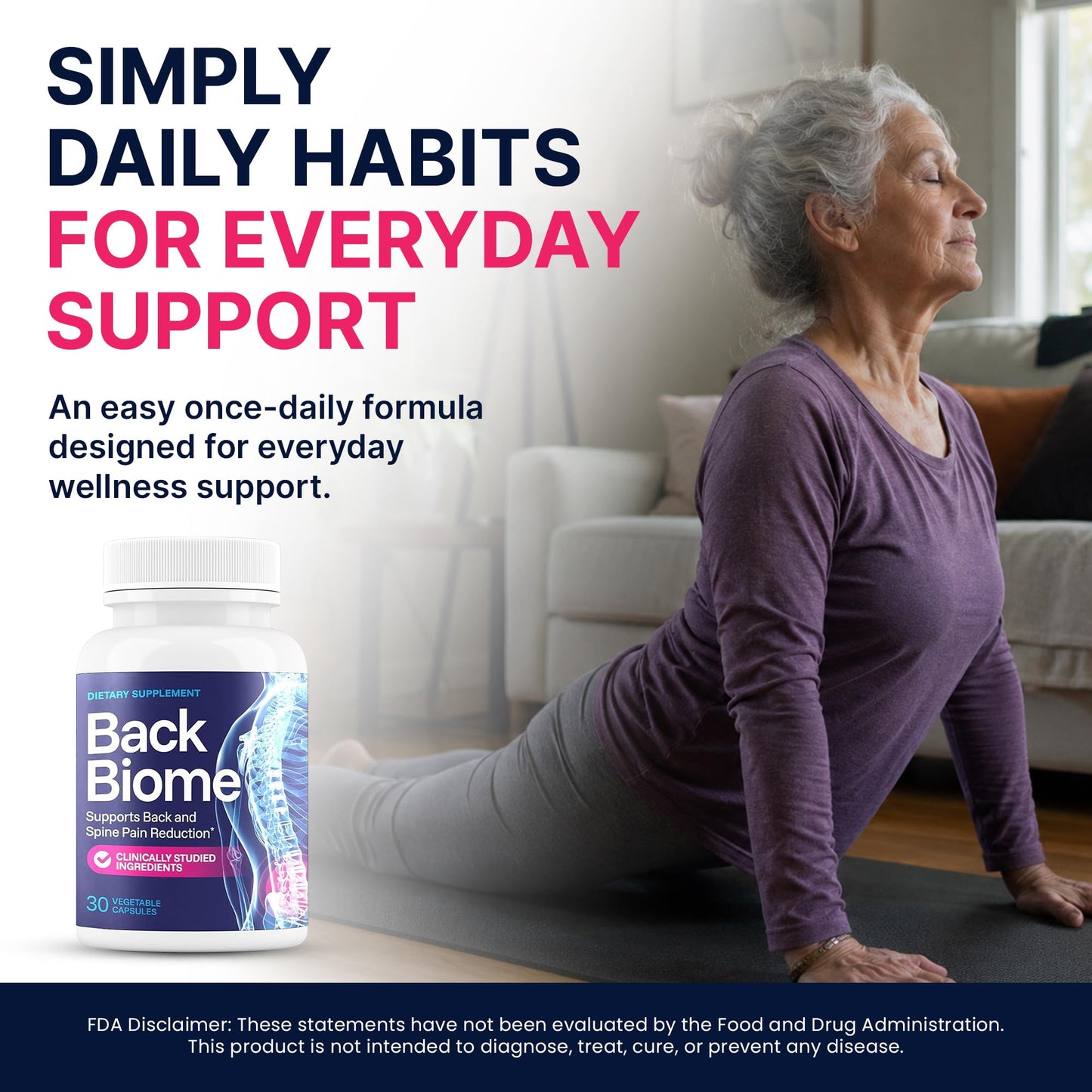 BackBiome 7-Strain Probiotic - Gut & Back Support 1 Capsule