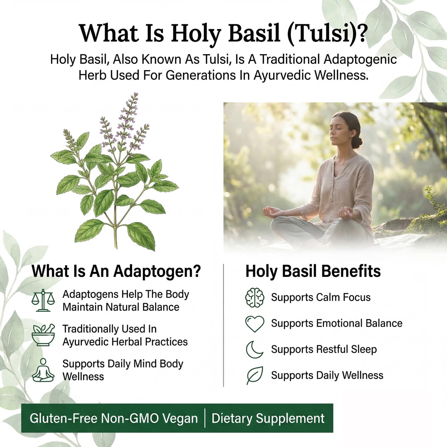 PRISTINE'S Holy Basil 500 mg Capsules - 60 Count