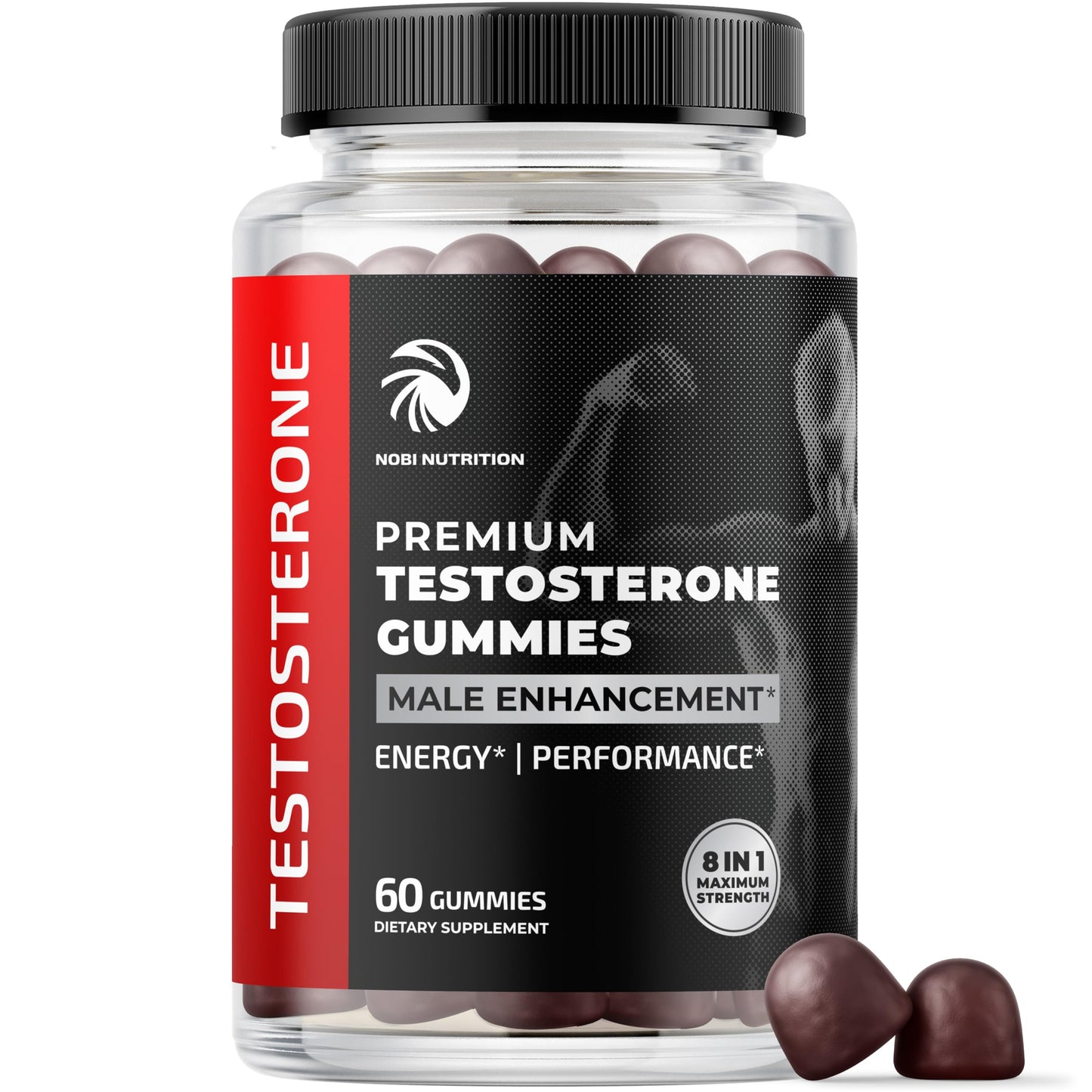 Nobi Nutrition Morning Fat Burn Gummies & Testosterone Booster Supplement, Fat Burner & Metabolism Support with Green Tea & Raspberry Ketones, Appetite Suppressant & Energy Support, 120 Gummies