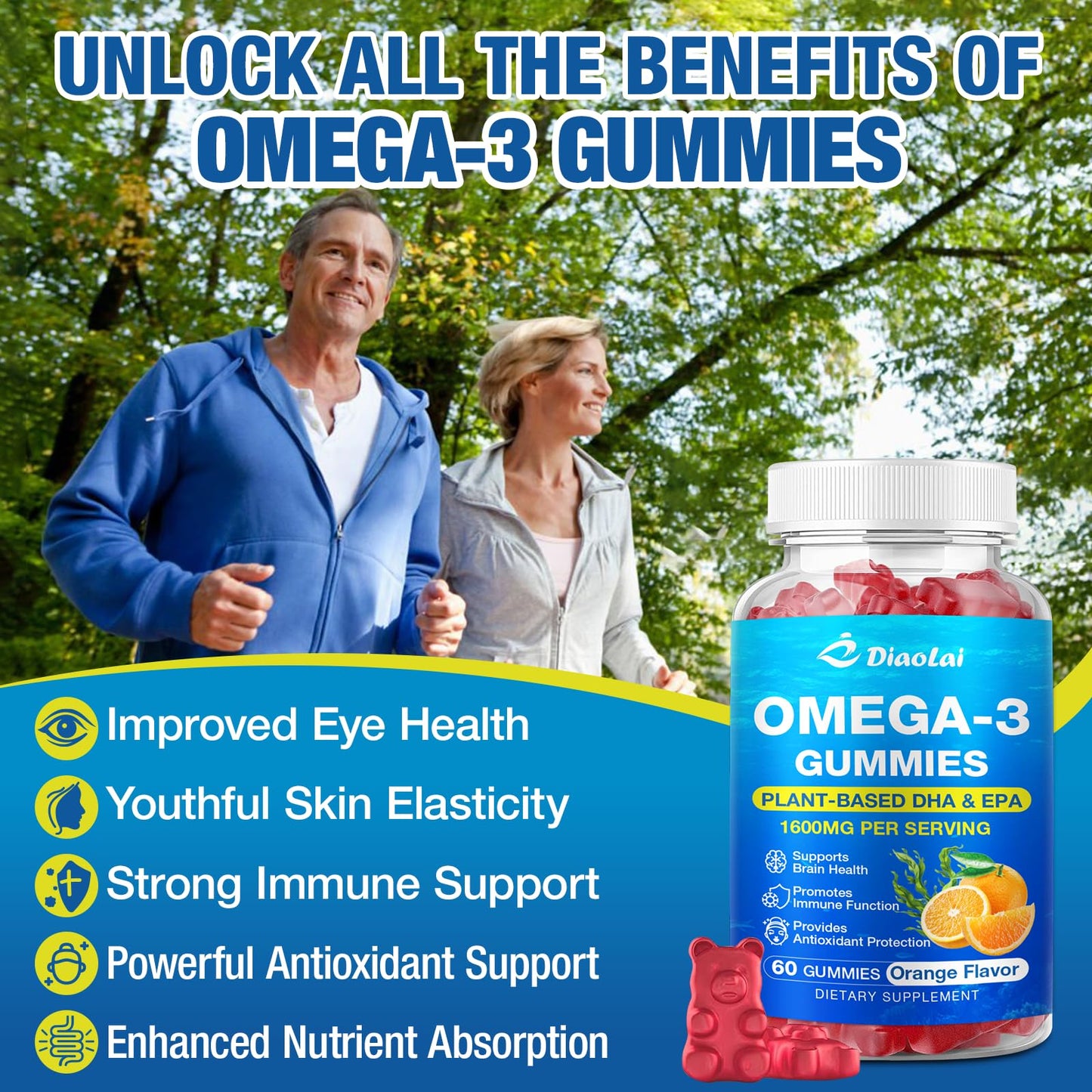 DIAOLAI Vegan Omega-3 Gummies 2-Pack