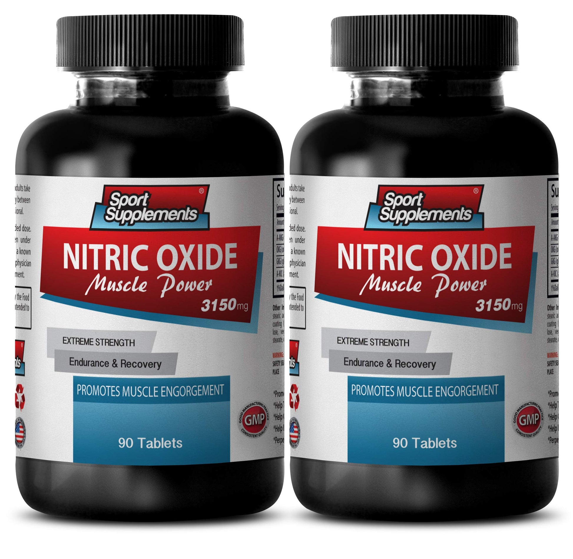 Sport Supplements Nitric Oxide Supplements Pure - Nitric Oxide Muscle Power 3150mg with L-Arginine & L-Citrulline, 180 Tablets