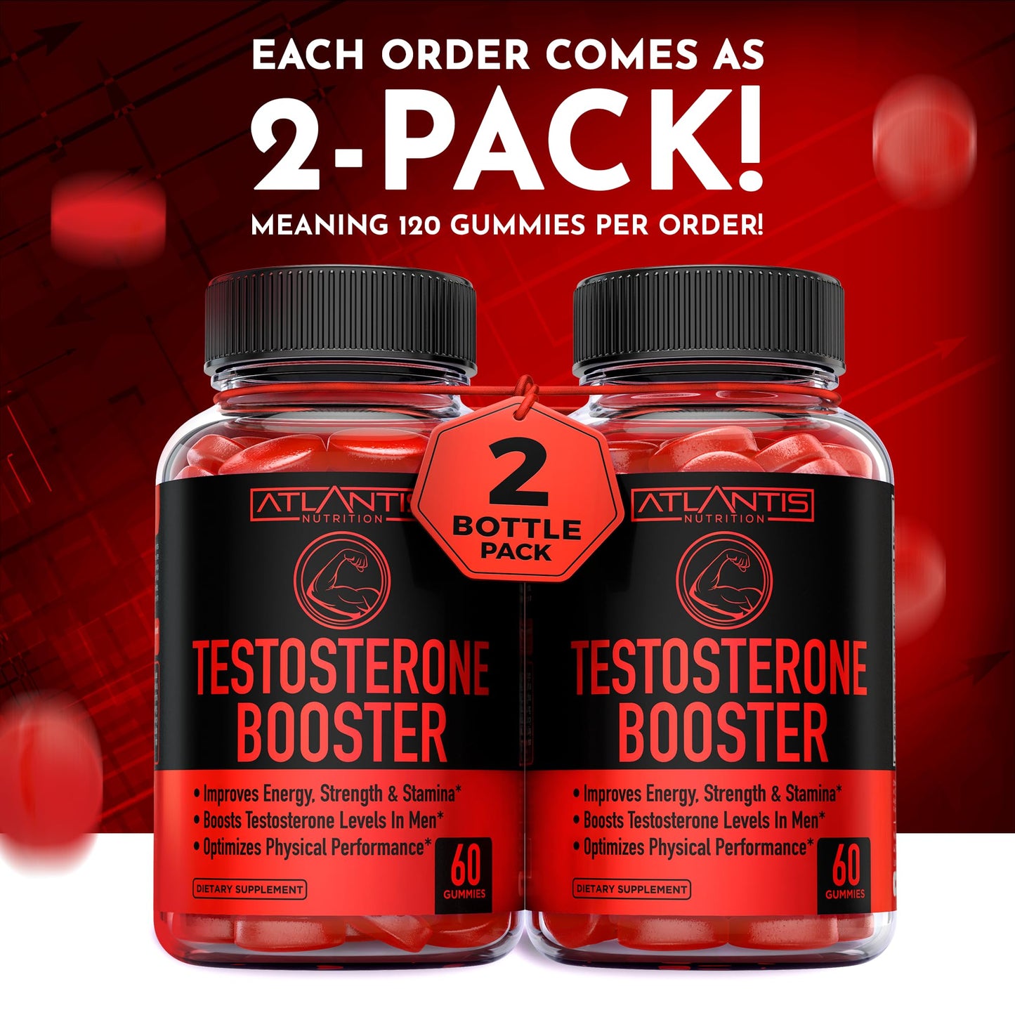 Atlantis Nutrition Testosterone Booster Gummies For Men 120 Gummies