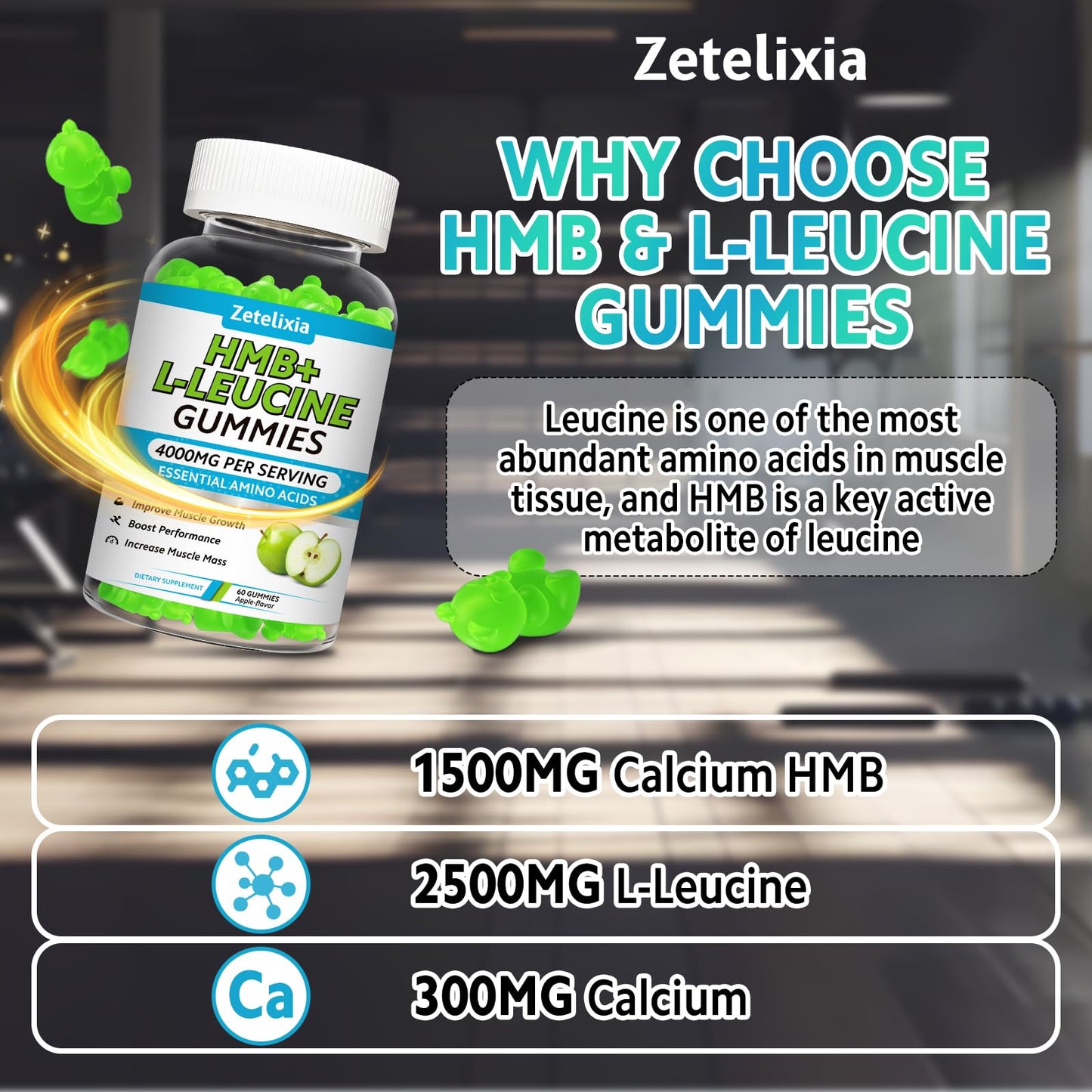 Zetelixia HMB and L-Leucine Gummies, 120 Count