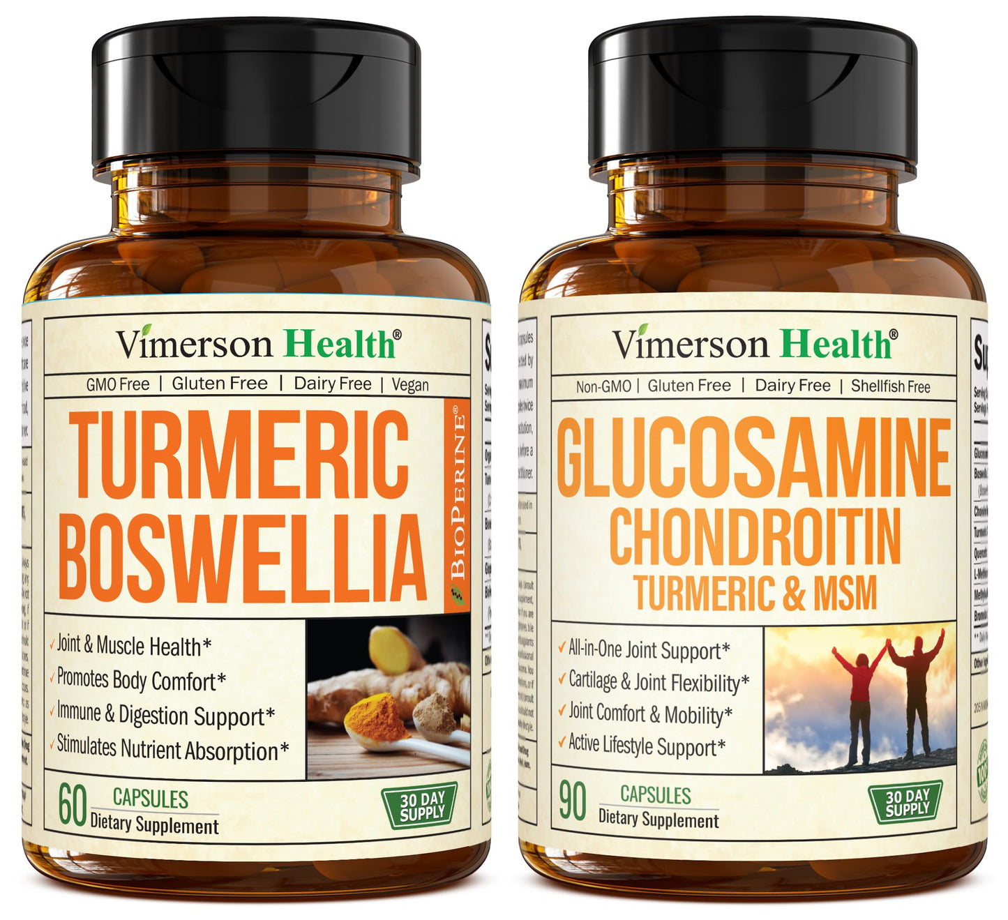 Vimerson Health Turmeric Curcumin Supplement with Boswellia Serrata Extract & Glucosamine Chondroitin MSM Capsule, 1 Count
