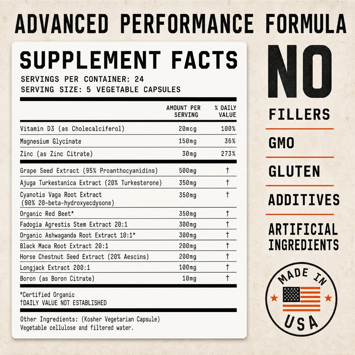 WARRIOR PROTOCOL King Booster Natural Testosterone Booster for Men Capsules 120 Count