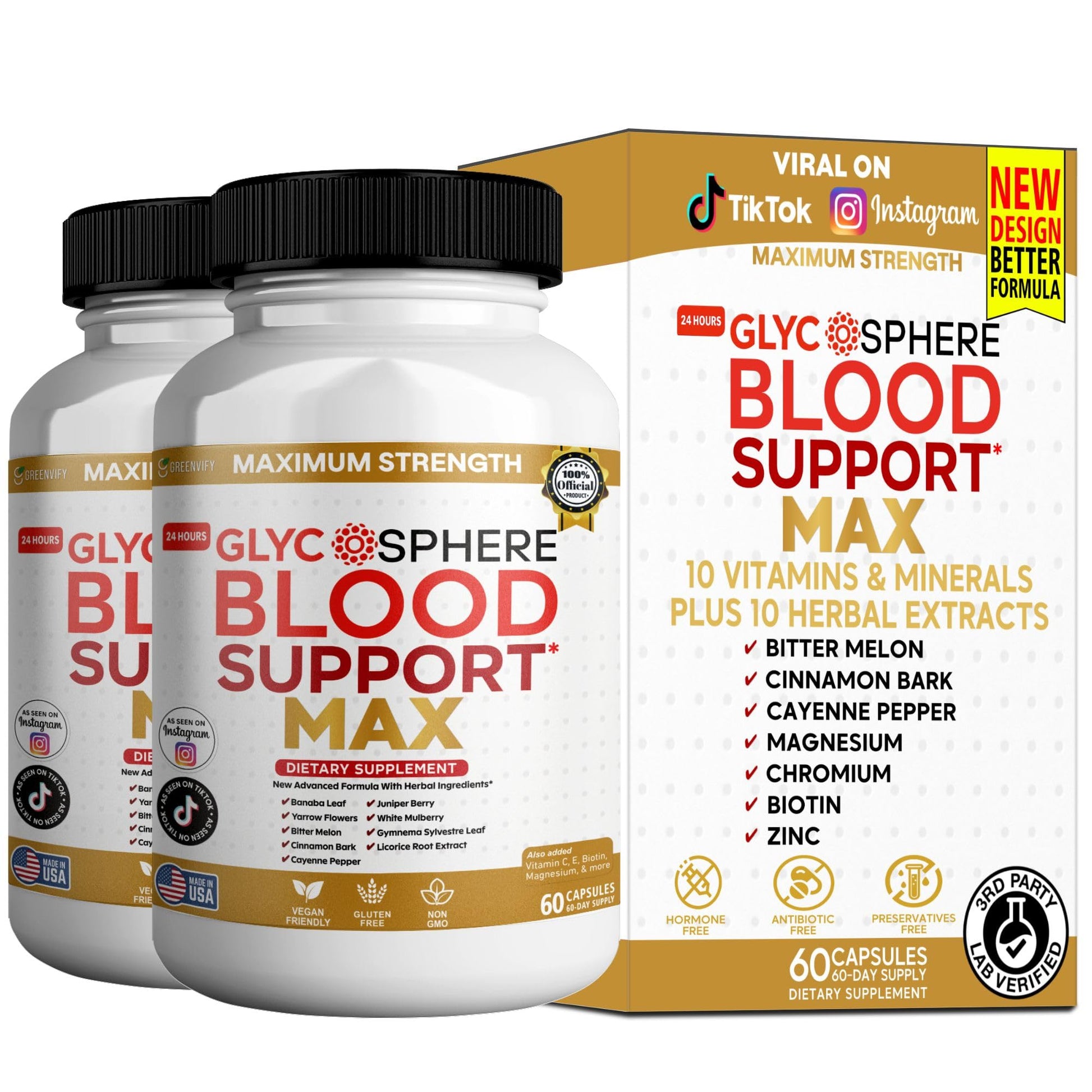 GREENVIFY Glycosphere Blood Support Max 60 Capsules