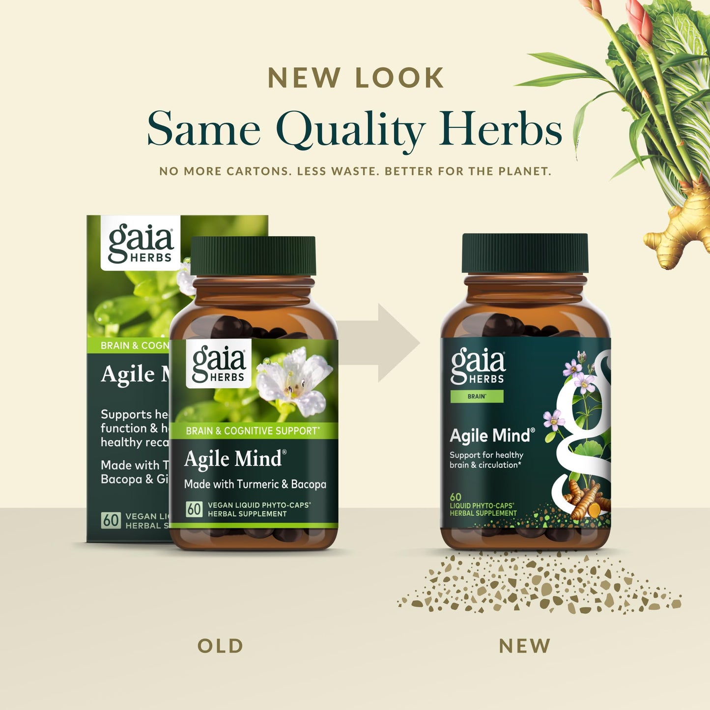 Gaia Herbs Agile Mind Brain Support Herbal Supplements Capsule 60 Count
