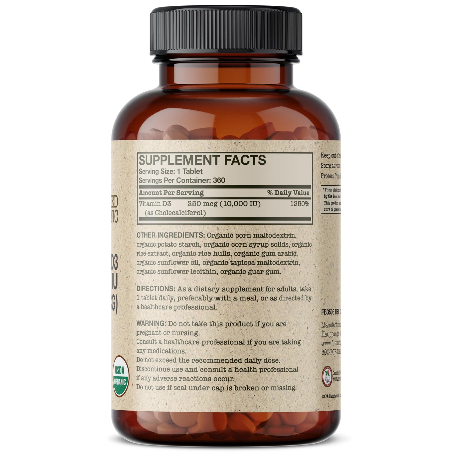 Futurebiotics Vitamin D3 10,000 IU (250 mcg) Tablet, 360 Tablets