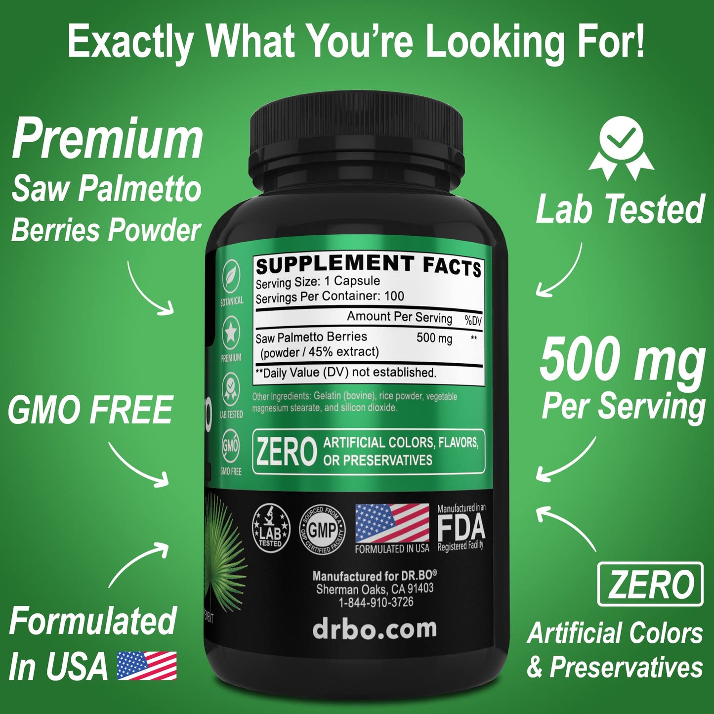 DR. BO Saw Palmetto Capsule, 100 Count