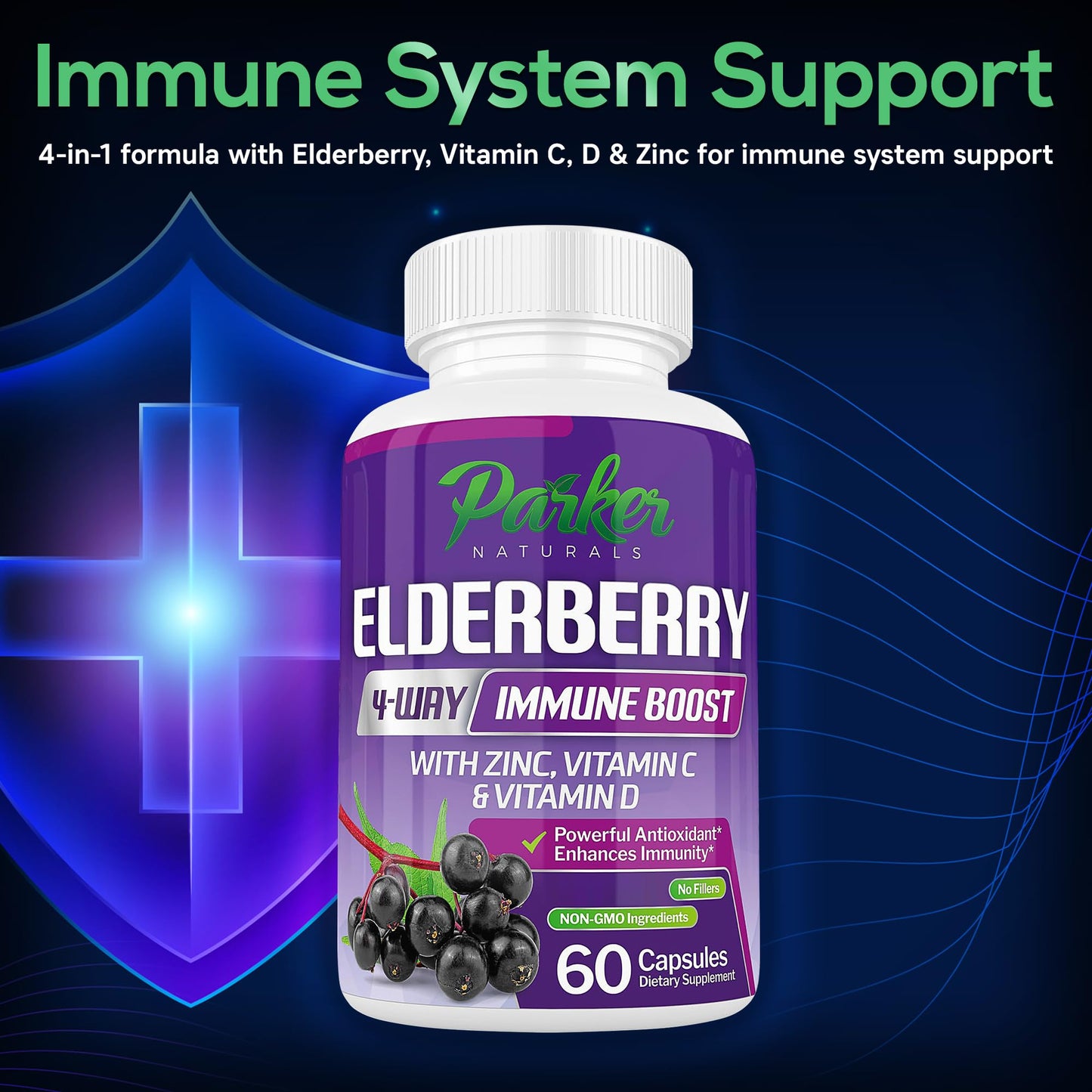 Parker Naturals Organic Elderberry Capsules, 60 Capsules