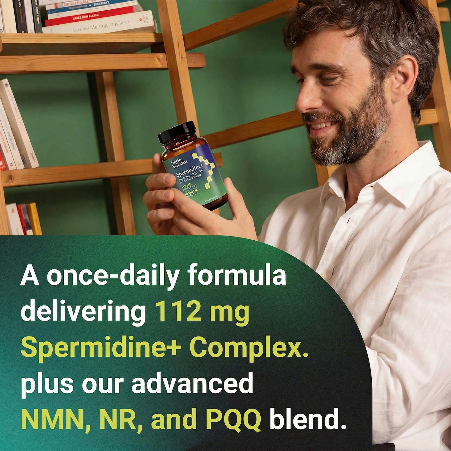 Uncle Scientist Spermidine 12 mg with Proprietary Blend, NR, NMN, PQQ, Magnesium Bisglycinate, Black Pepper, 90 Capsules