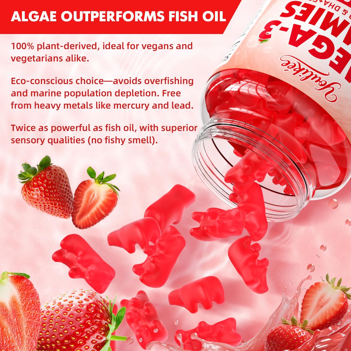 Youlikee Vegan Omega-3 Gummies 60 Count