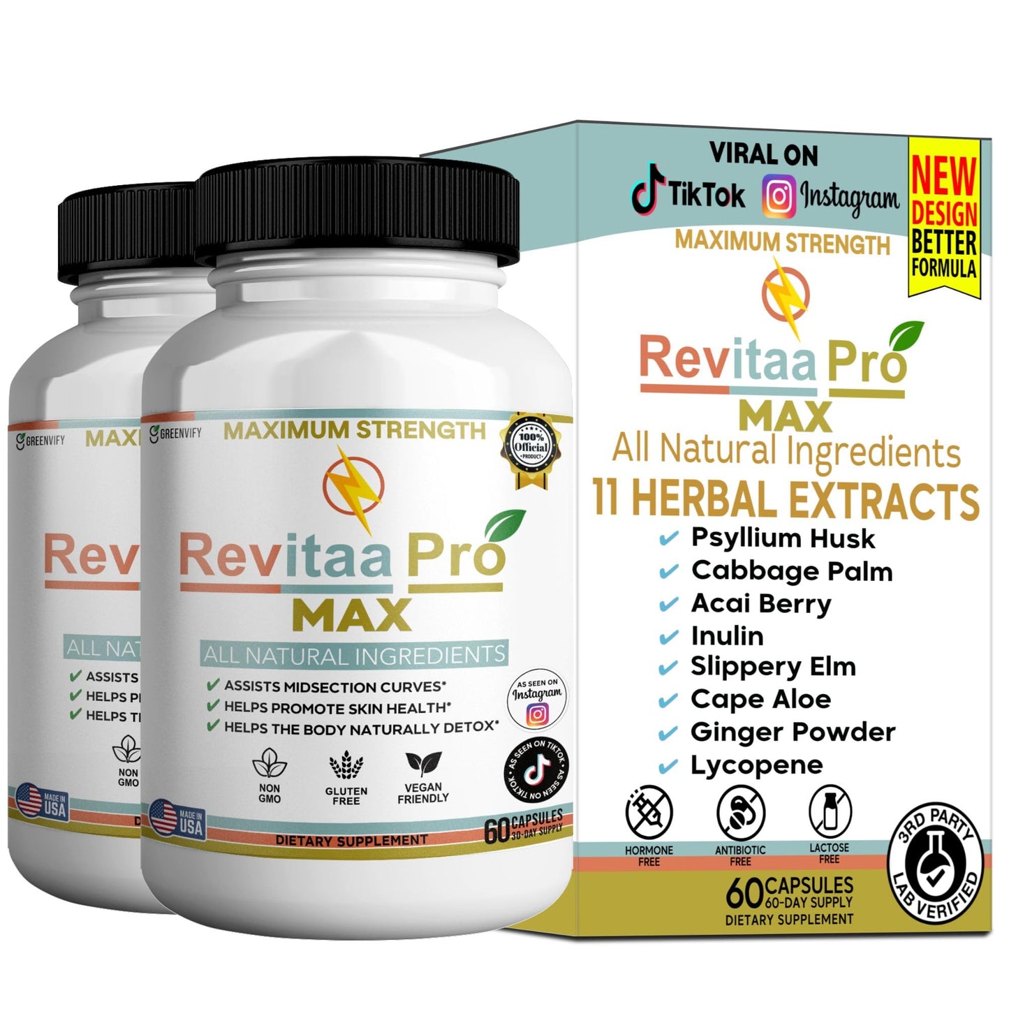 GREENVIFY Revitaa Pro Max Natural Dietary Supplement Capsule, 60 Capsules