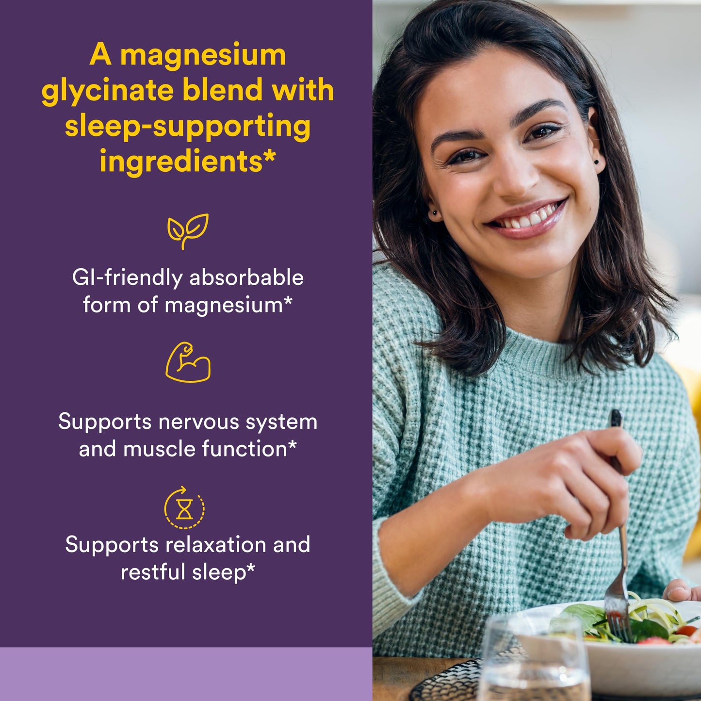 Natural Factors Stress-Relax Nighttime Magnesium Glycinate Capsules, 60 Count