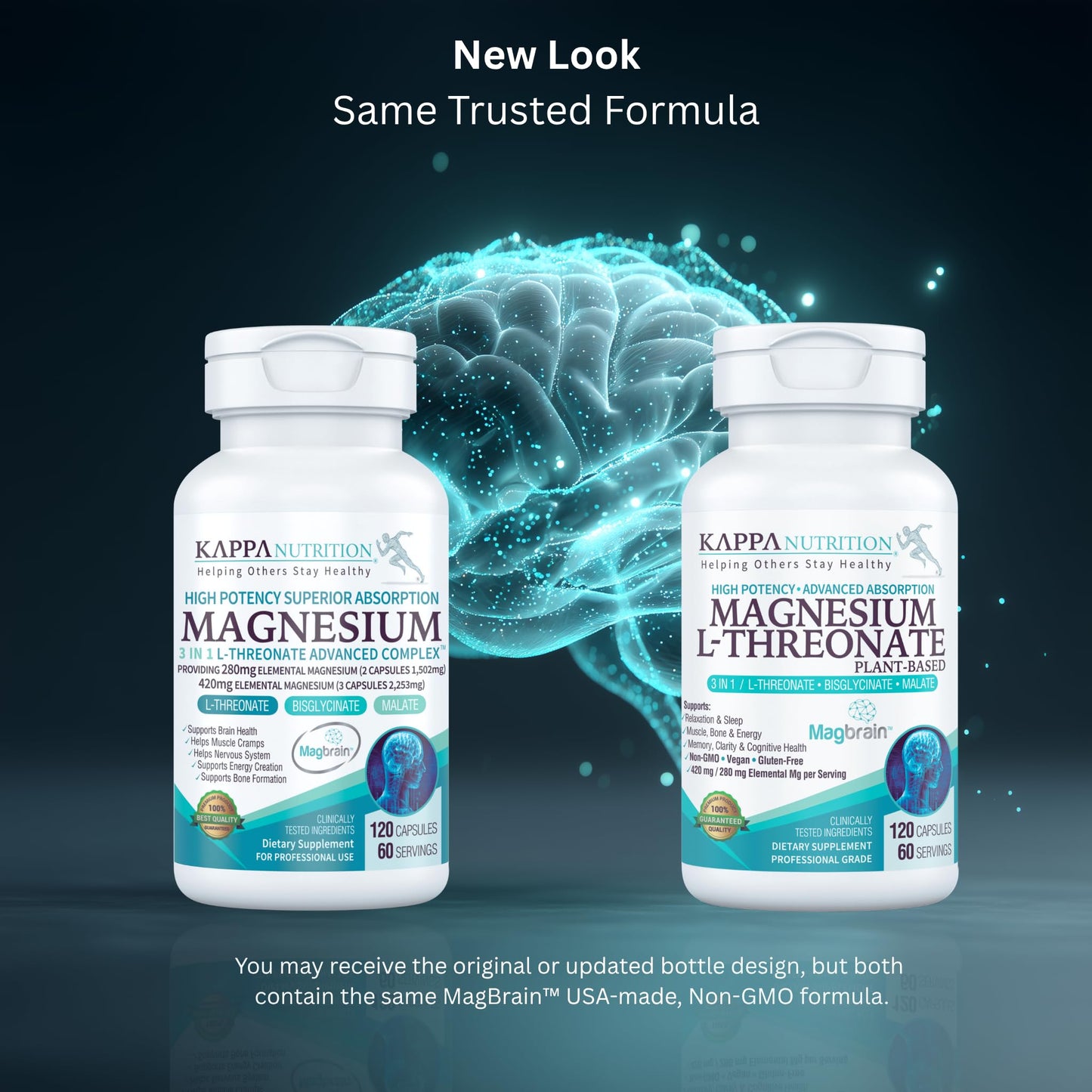 Kappa Nutrition Magnesium L-Threonate, 120 Vegan Capsules