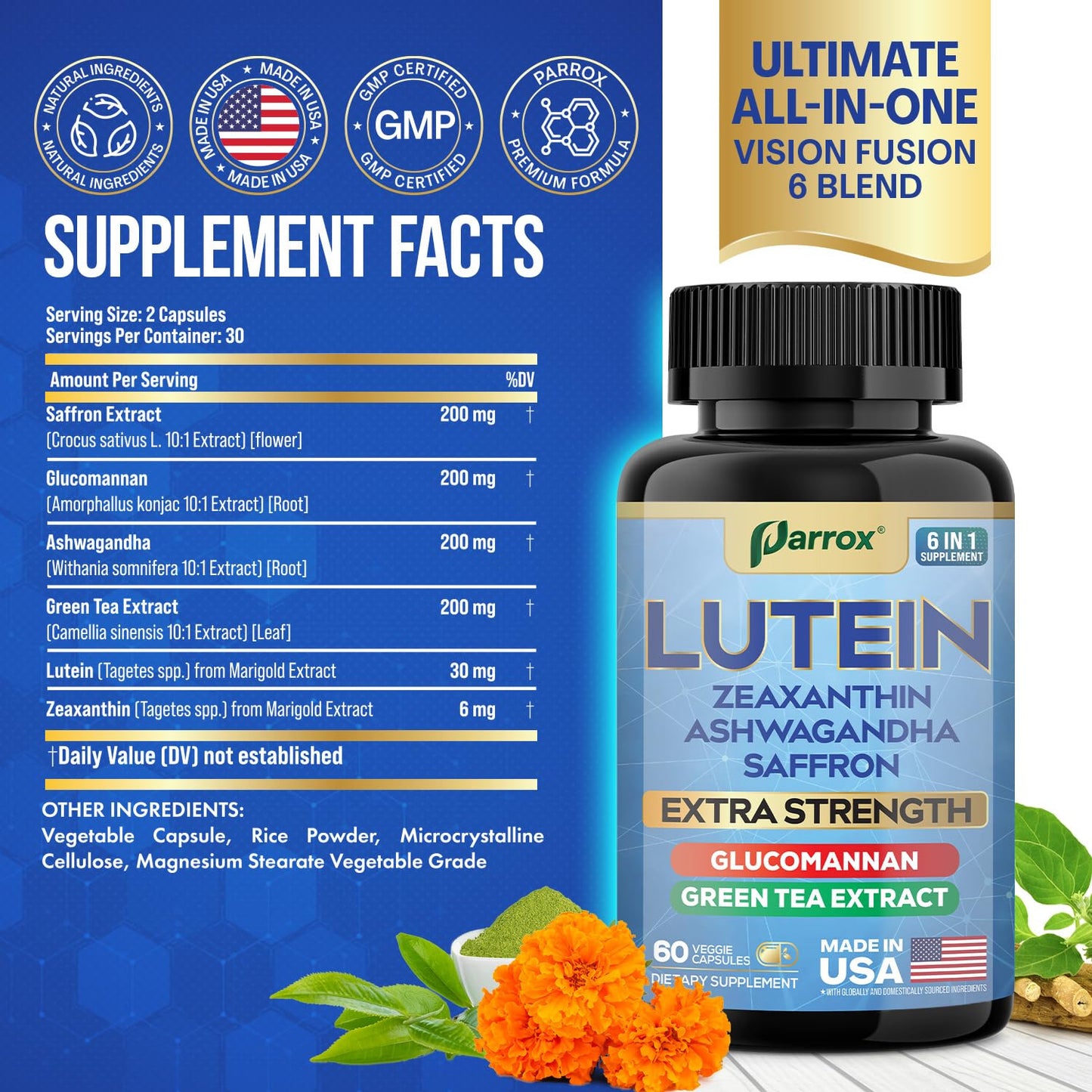 Parrox Lutein Supplement with Zeaxanthin Capsules 120 Capsules