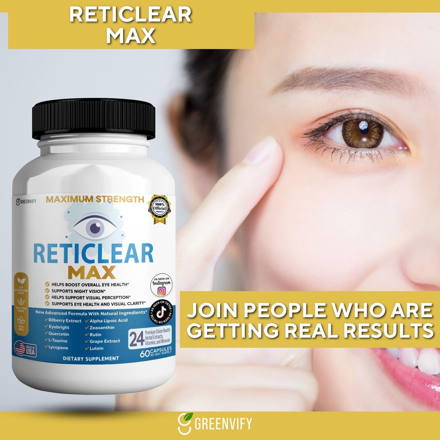 GREENVIFY Reticlear Max Eye Health Supplement 60 Capsules