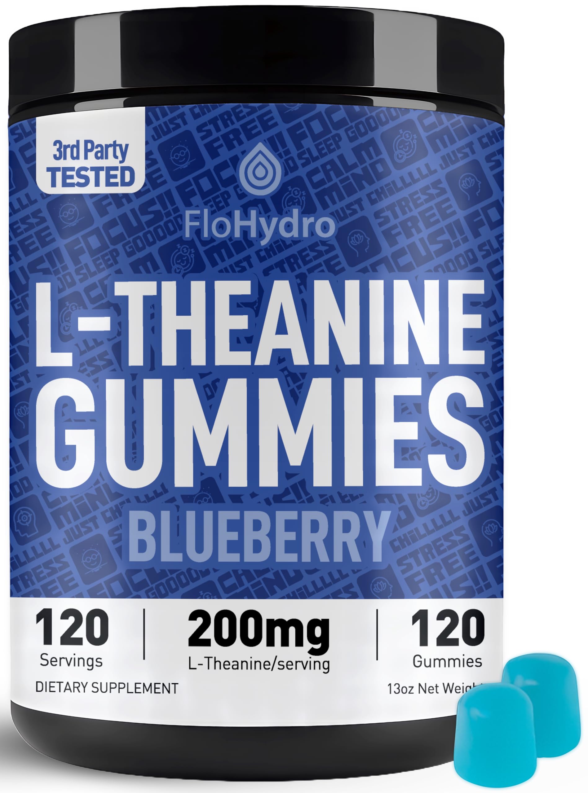 FloHydro L-Theanine Gummies, 200mg L-Theanine per Serving, 120 Count