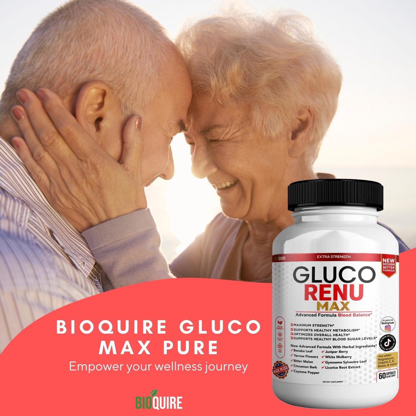 BIOQUIRE Gluco Rina Max Ultra Dietary Supplement Capsules, 60 Capsules