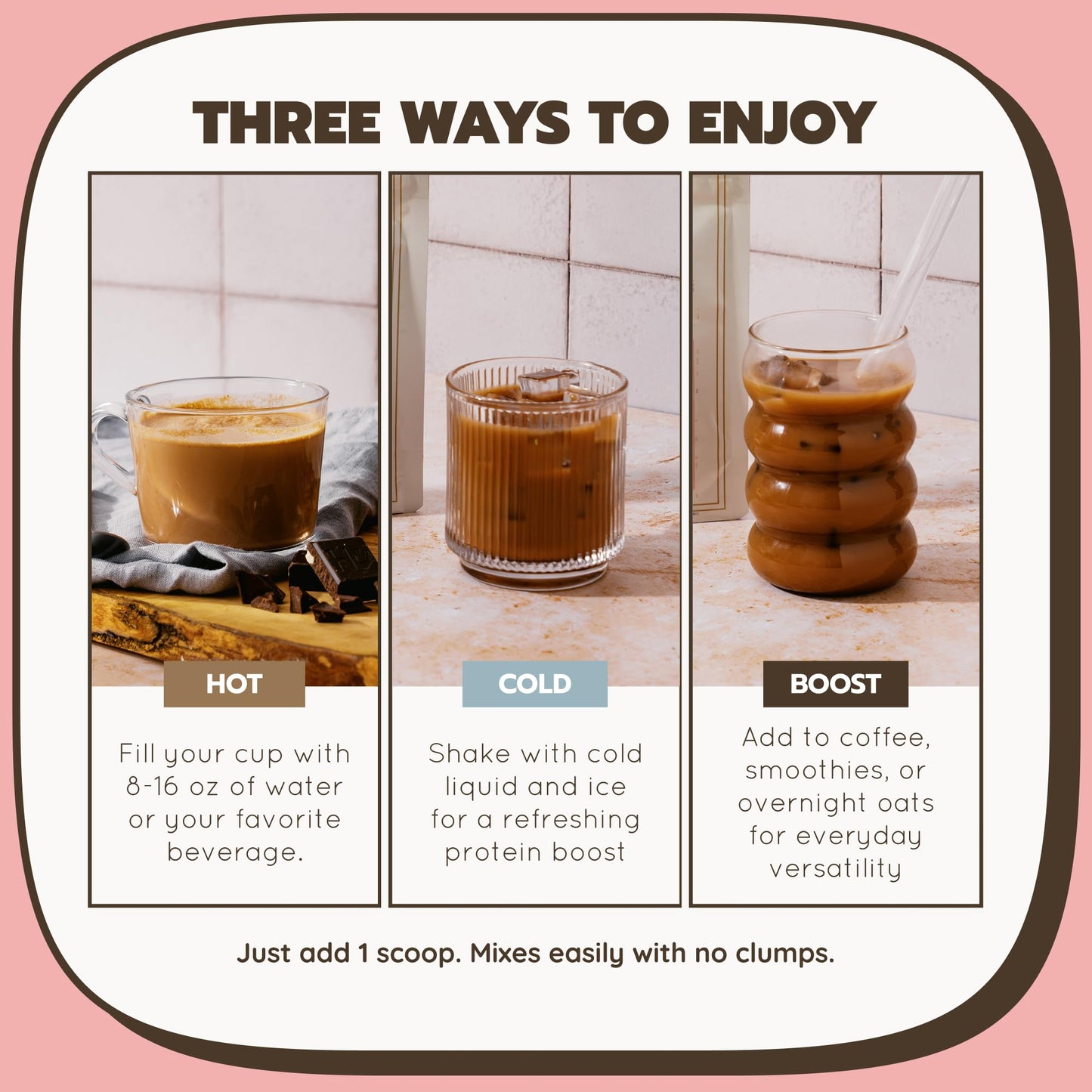 Rae Basics Bone Broth Hot Chocolate Protein Powder Starter with Caffeine, 12 Servings