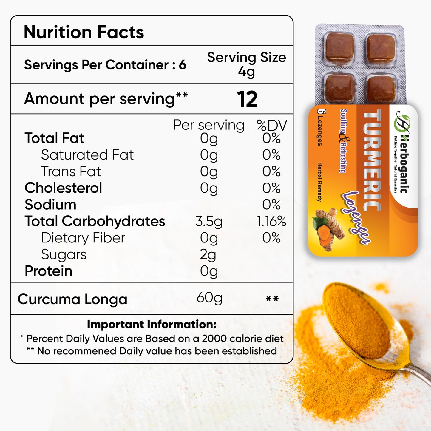 HERBOGANIC Turmeric Lozenges Tablet 120