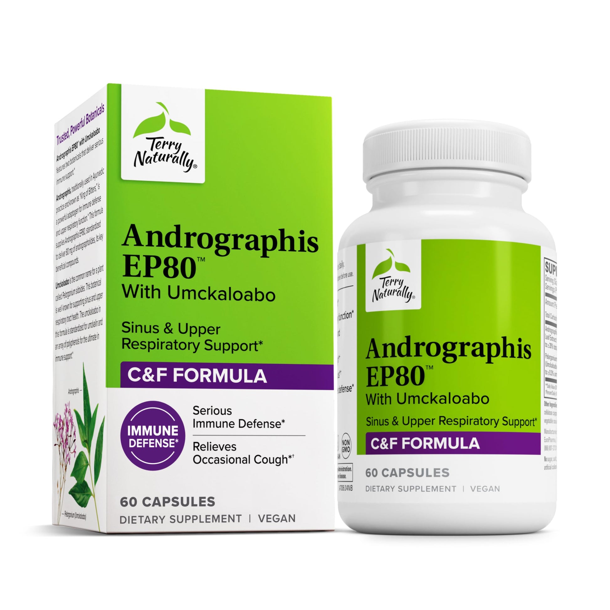 Terry Naturally Andrographis EP80 with Umckaloabo Capsules, 60 Count