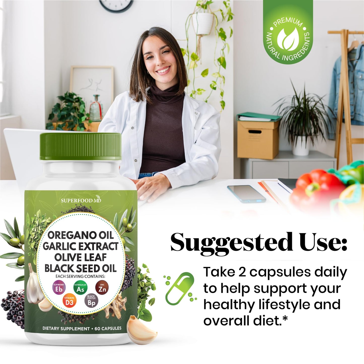 Superfood MD Astragalus Immune Support Capsules, 180 Count