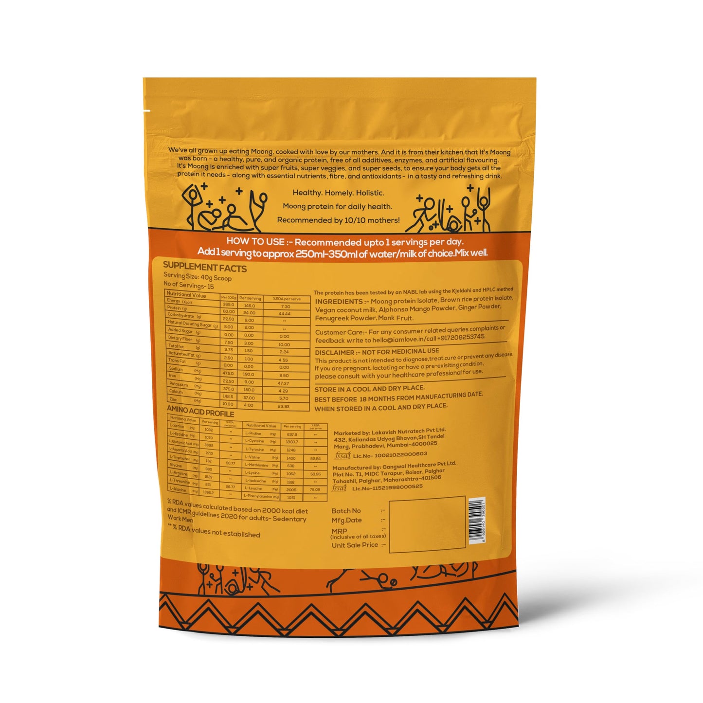 It's Moong Healthy Protein Mung Bean & Brown Rice Isolate Protein Powder, Alphonso Mango Flavor, 1.1 lb