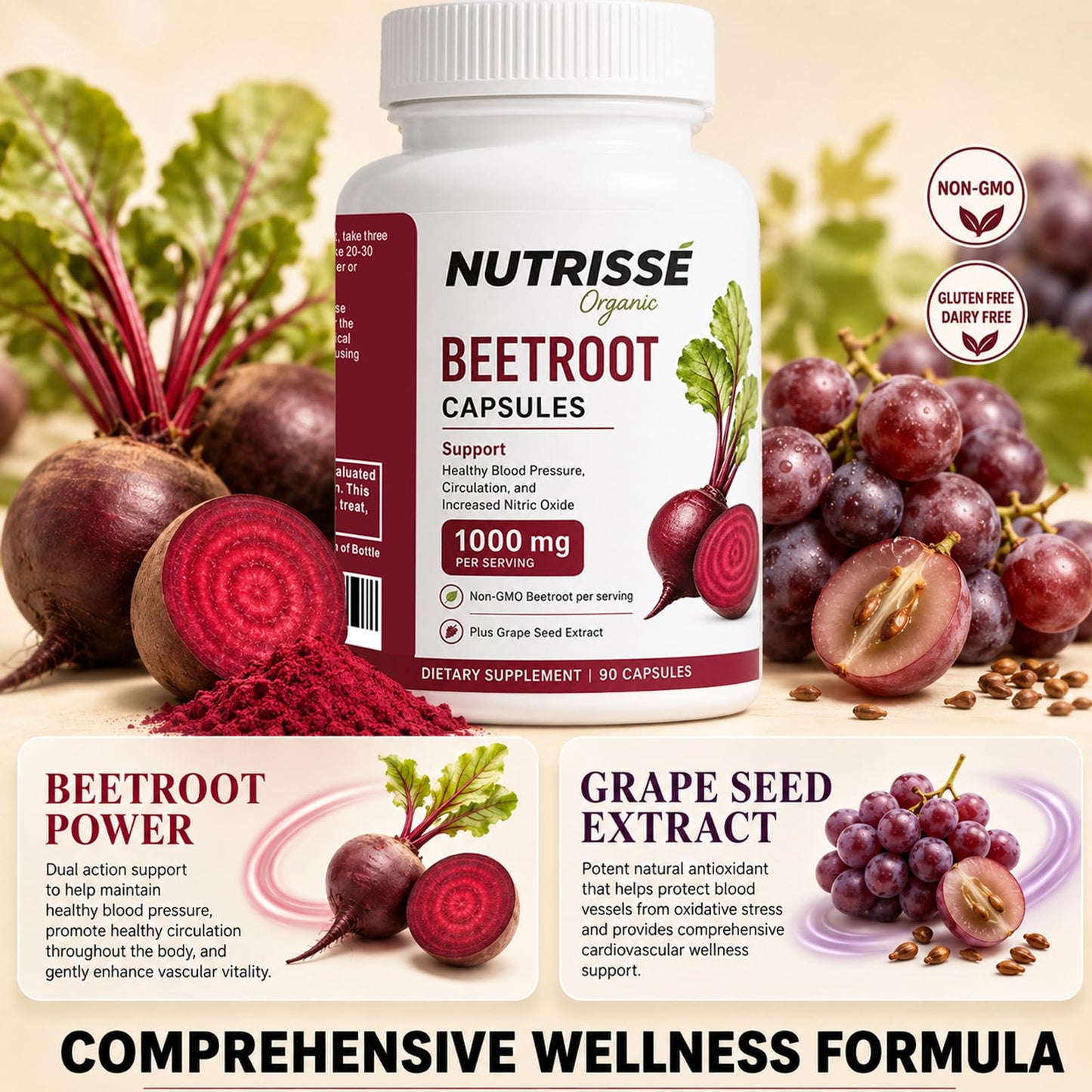 Nutrisse Organic Beetroot Capsules 90 Capsules