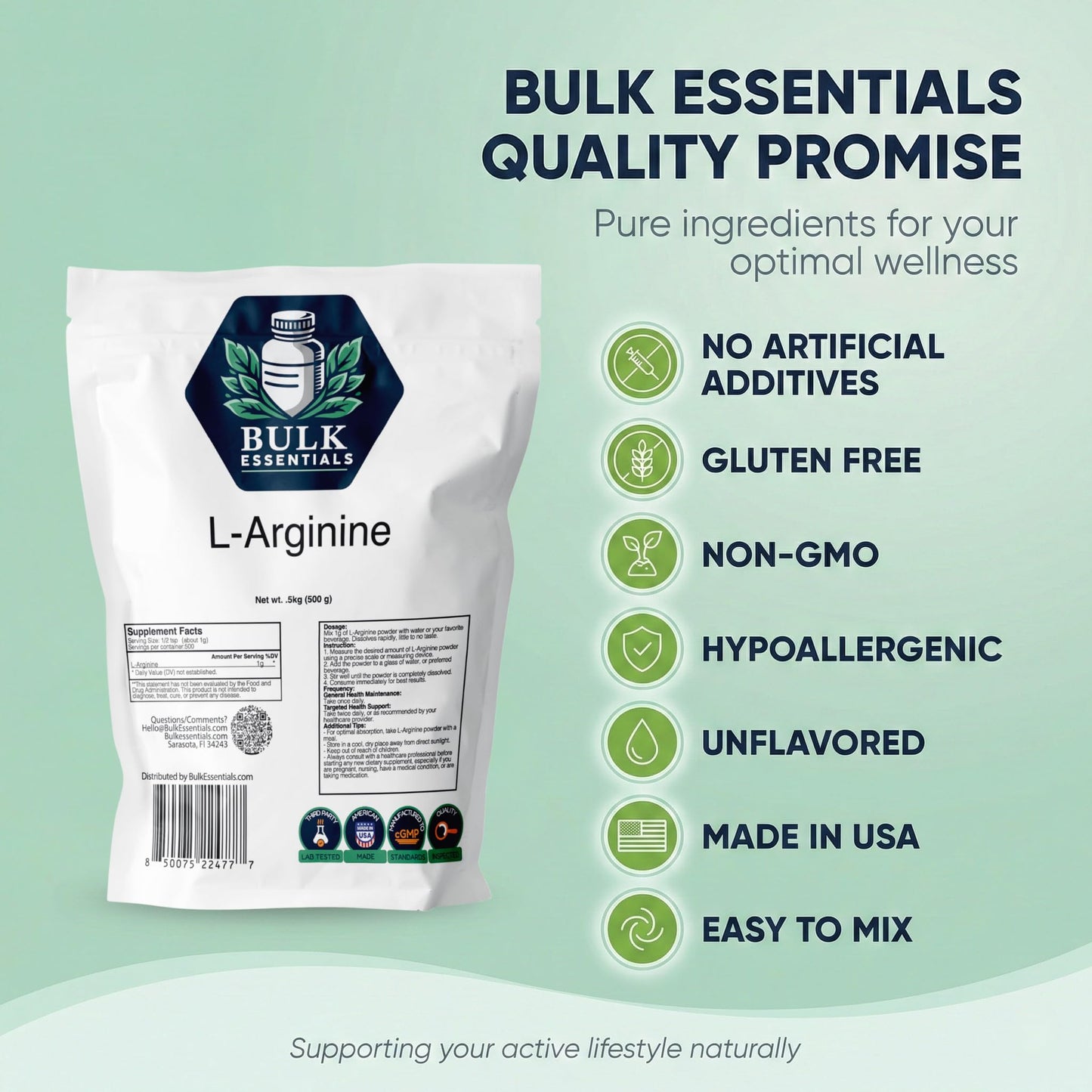 Bulk Essentials L-Arginine Powder, Unflavored, 17.63 oz