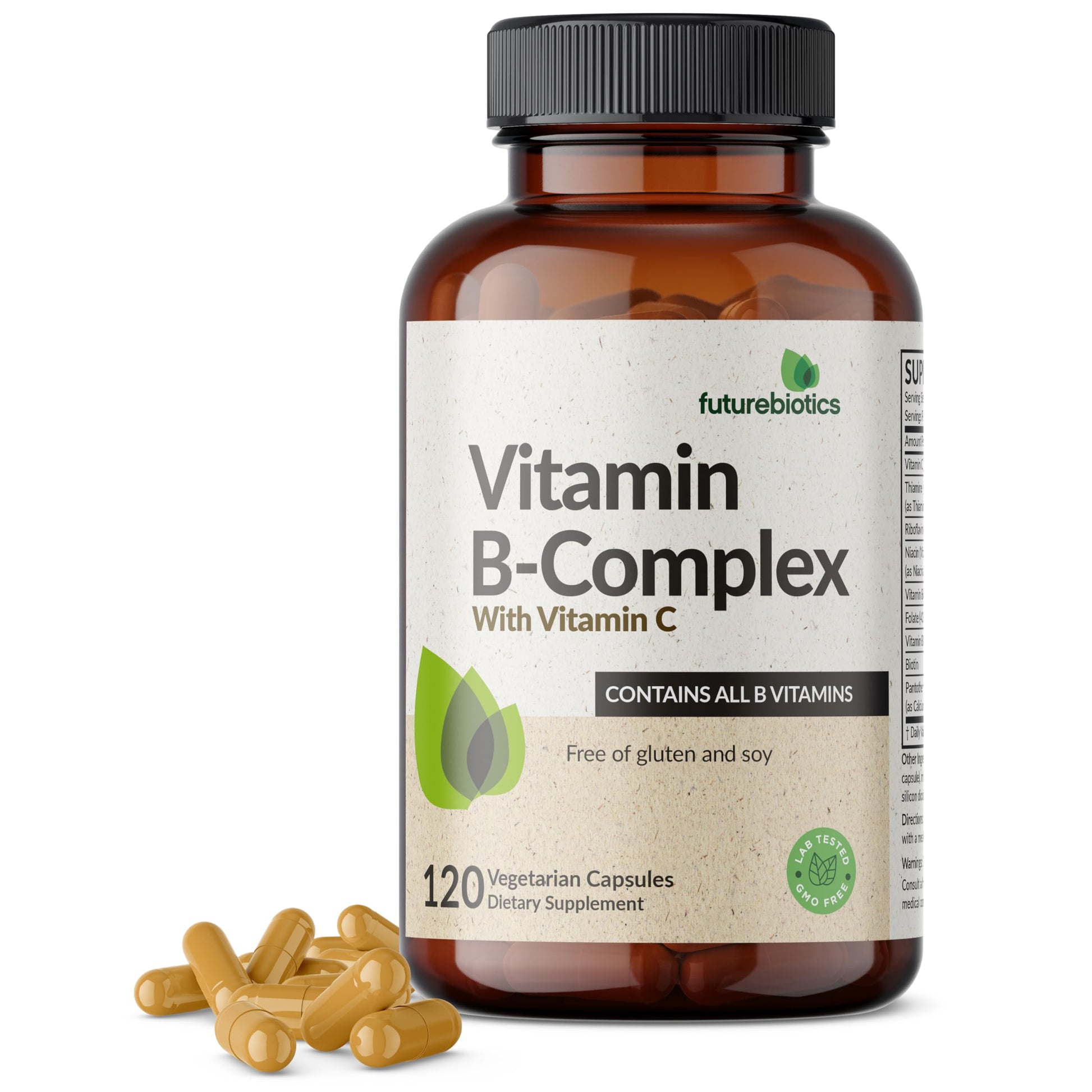 Futurebiotics Vitamin B Complex with Vitamin C Supports Energy Production, Nervous System & Immune Support, 120 Capsules