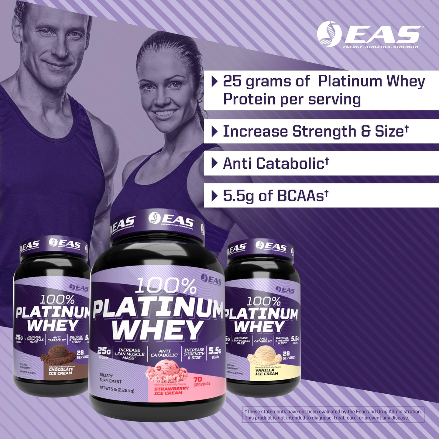 Experimental and Applied Sciences 100% Platinum Whey Protein Powder, Vanilla Ice Cream, 2 lb, 32 Servings