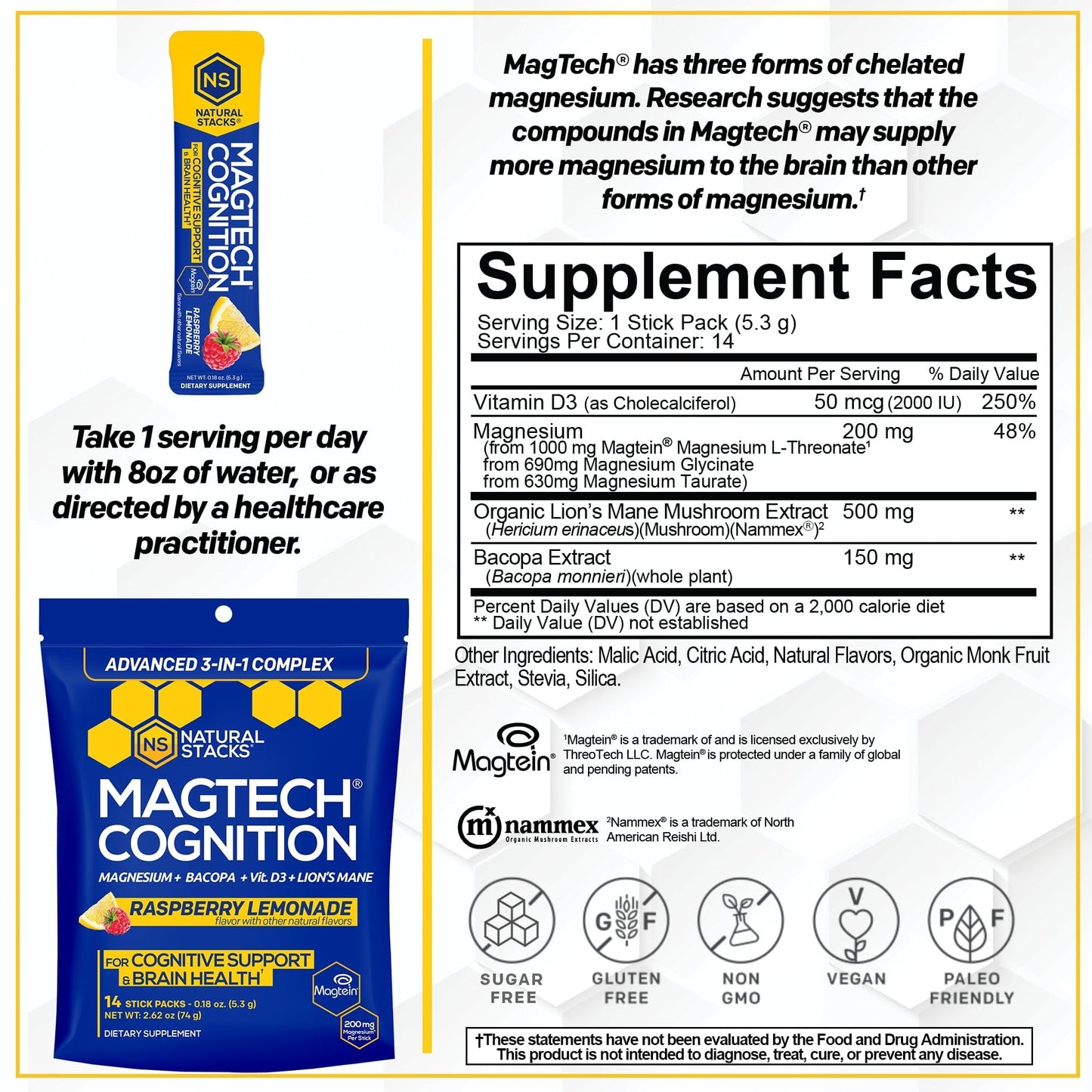 Natural Stacks MagTech Magnesium Cognition Powder, 2.61 oz