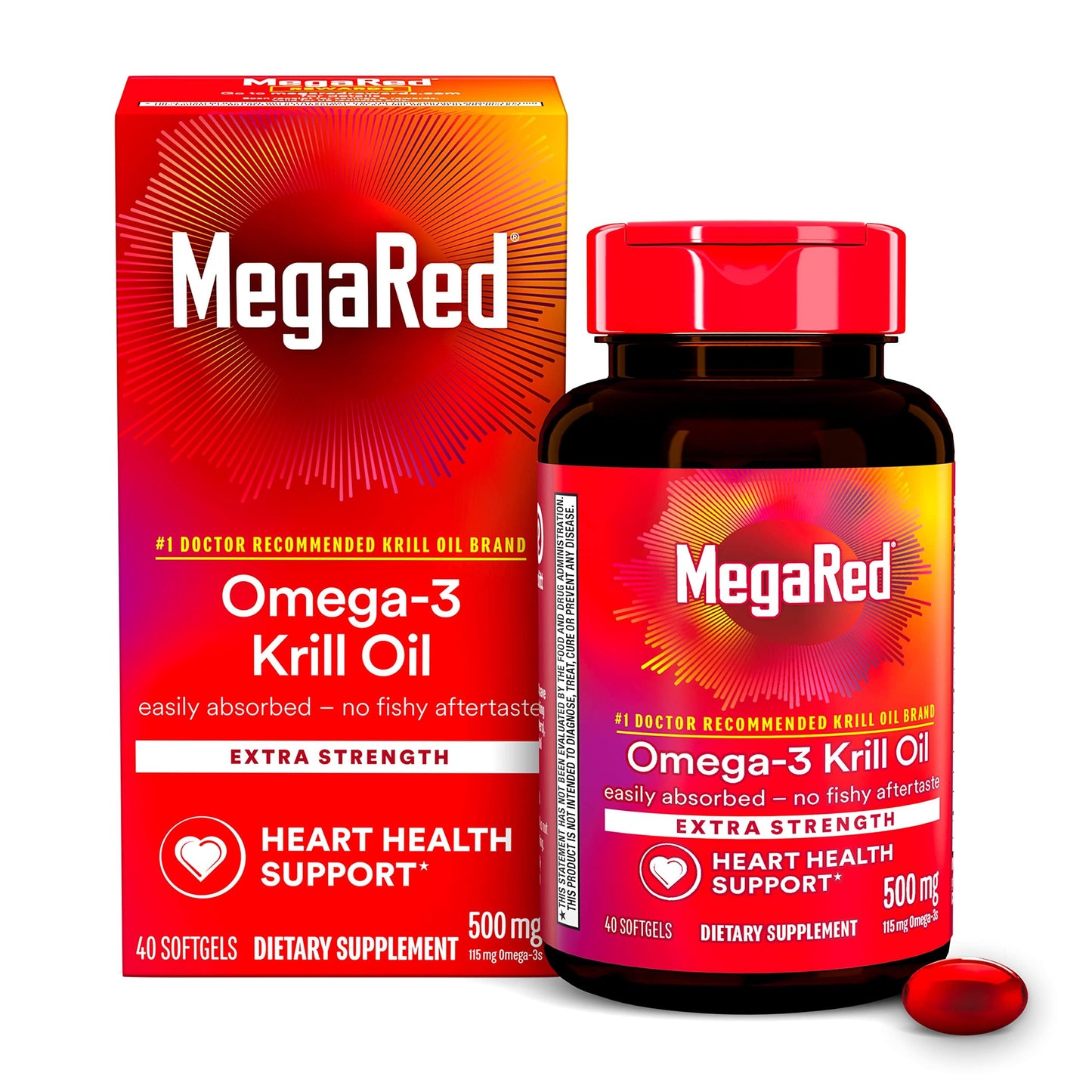 MegaRed Omega-3 Krill Oil 500mg Extra Strength Softgels 45 Count