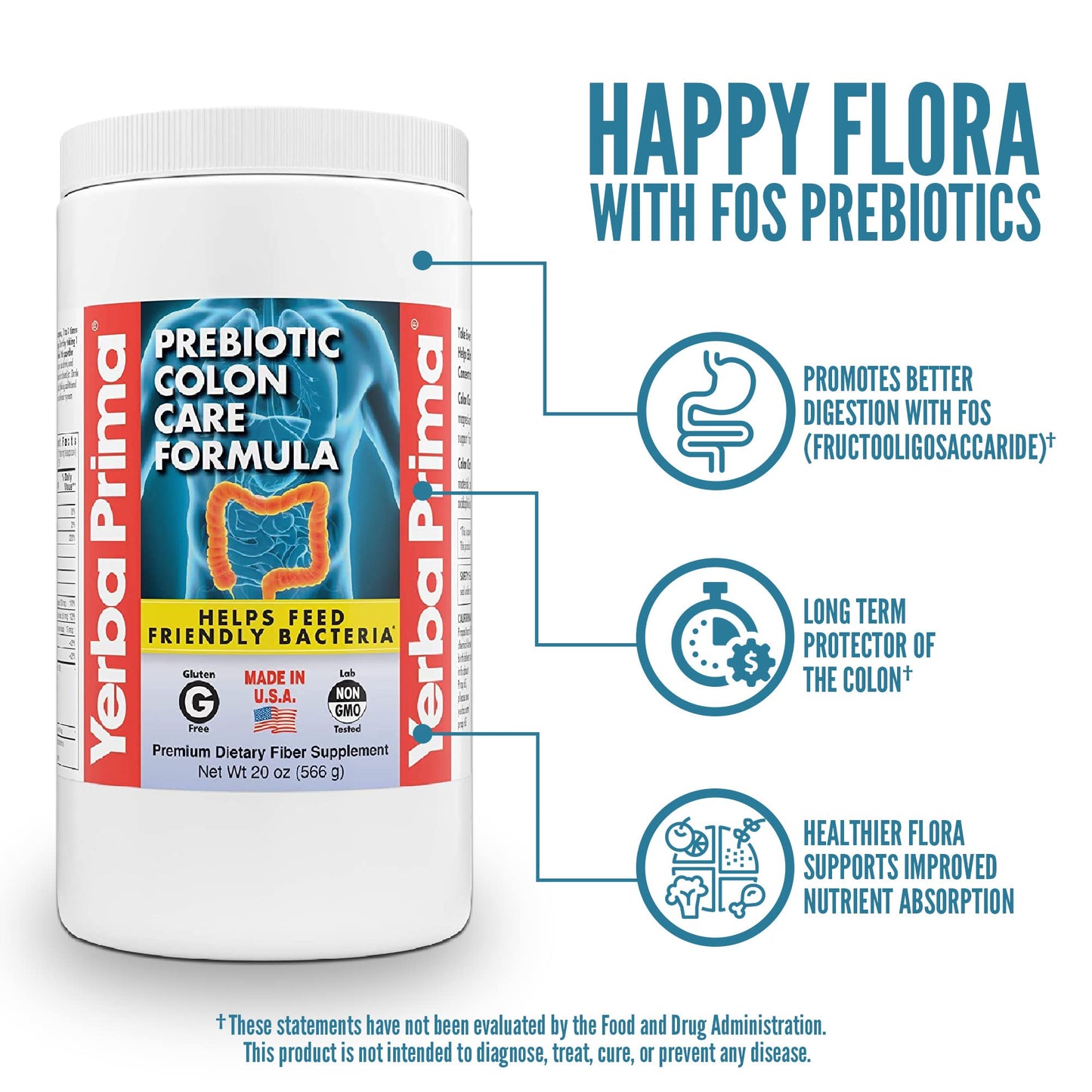 Yerba Prima Prebiotic Colon Care Formula Powder, 20 oz