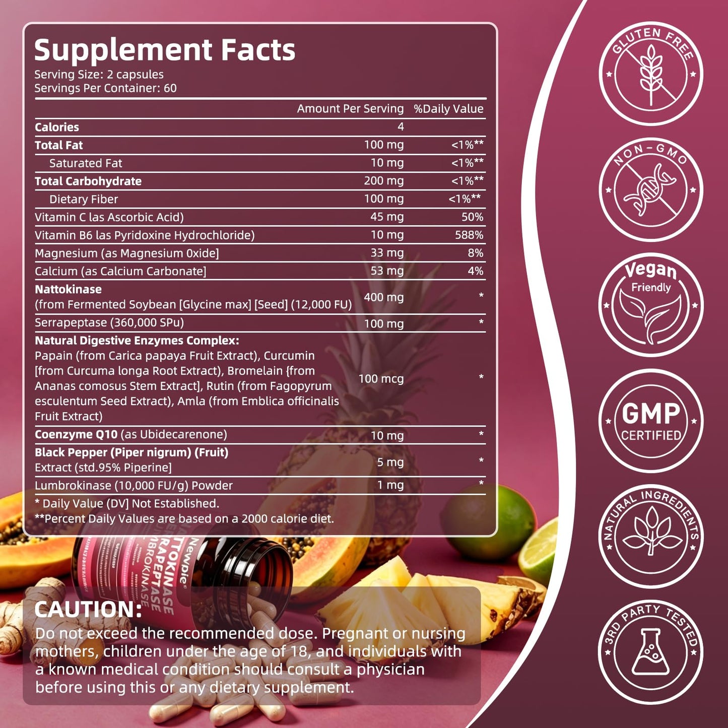 Blltzzz Nattokinase Supplement 12,000 FU 120 Capsules