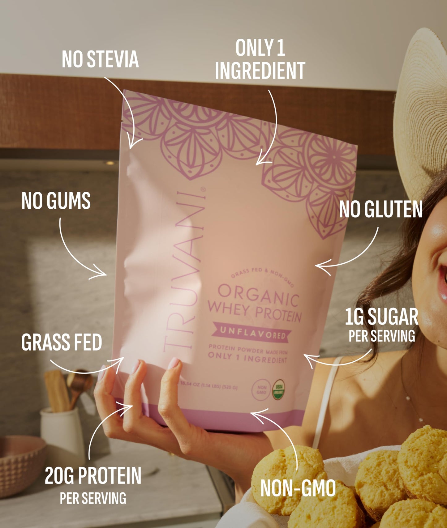 Truvani Organic Whey Protein Powder 0.91 oz