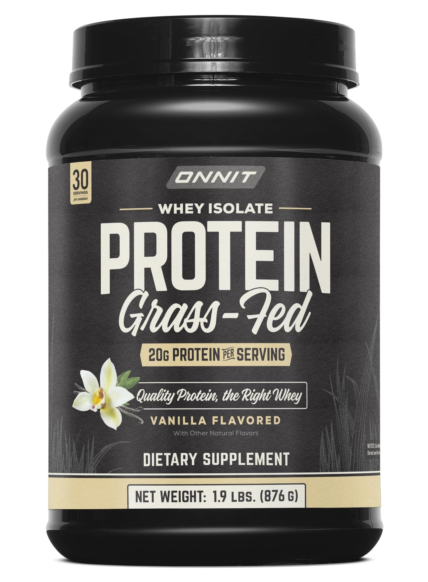 ONNIT Grass Fed Whey Isolate Protein Powder, Vanilla, 30.48 oz