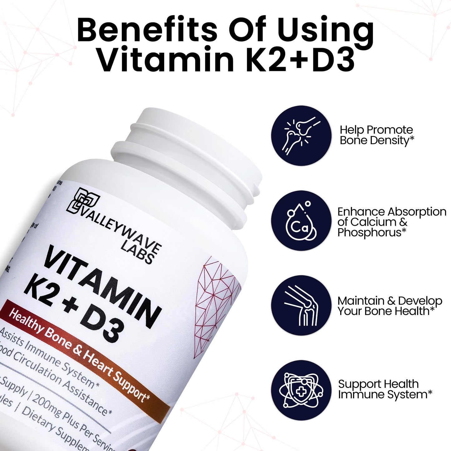 Valleywave Labs Vitamin D3 K2 Capsules 60 Capsules