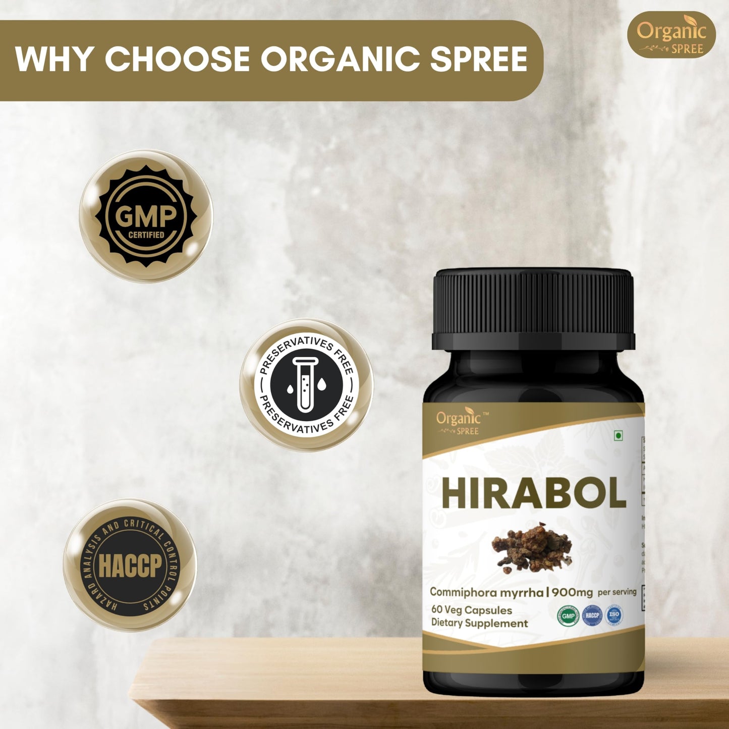 ORGANIC SPREE Hirabol Capsules 60 Count