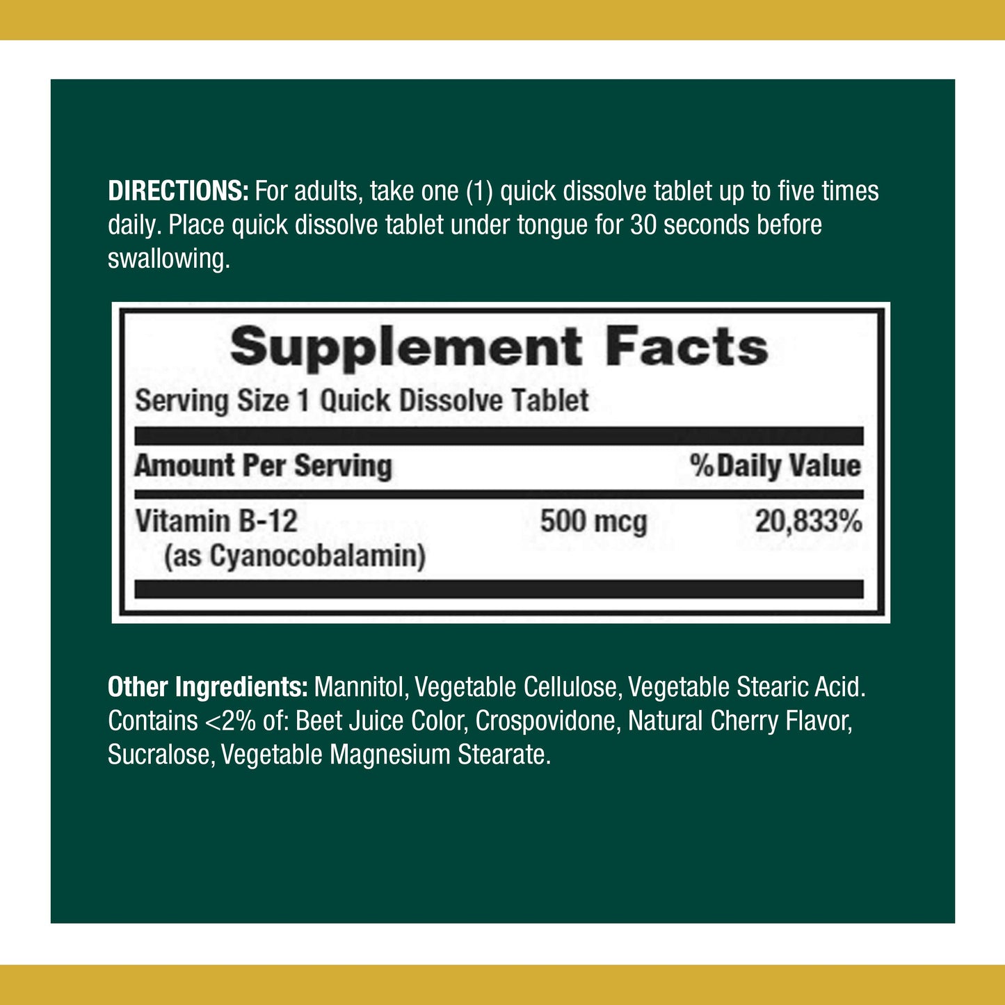 Nature's Bounty Vitamin B12 Tablet, 300 Tablets