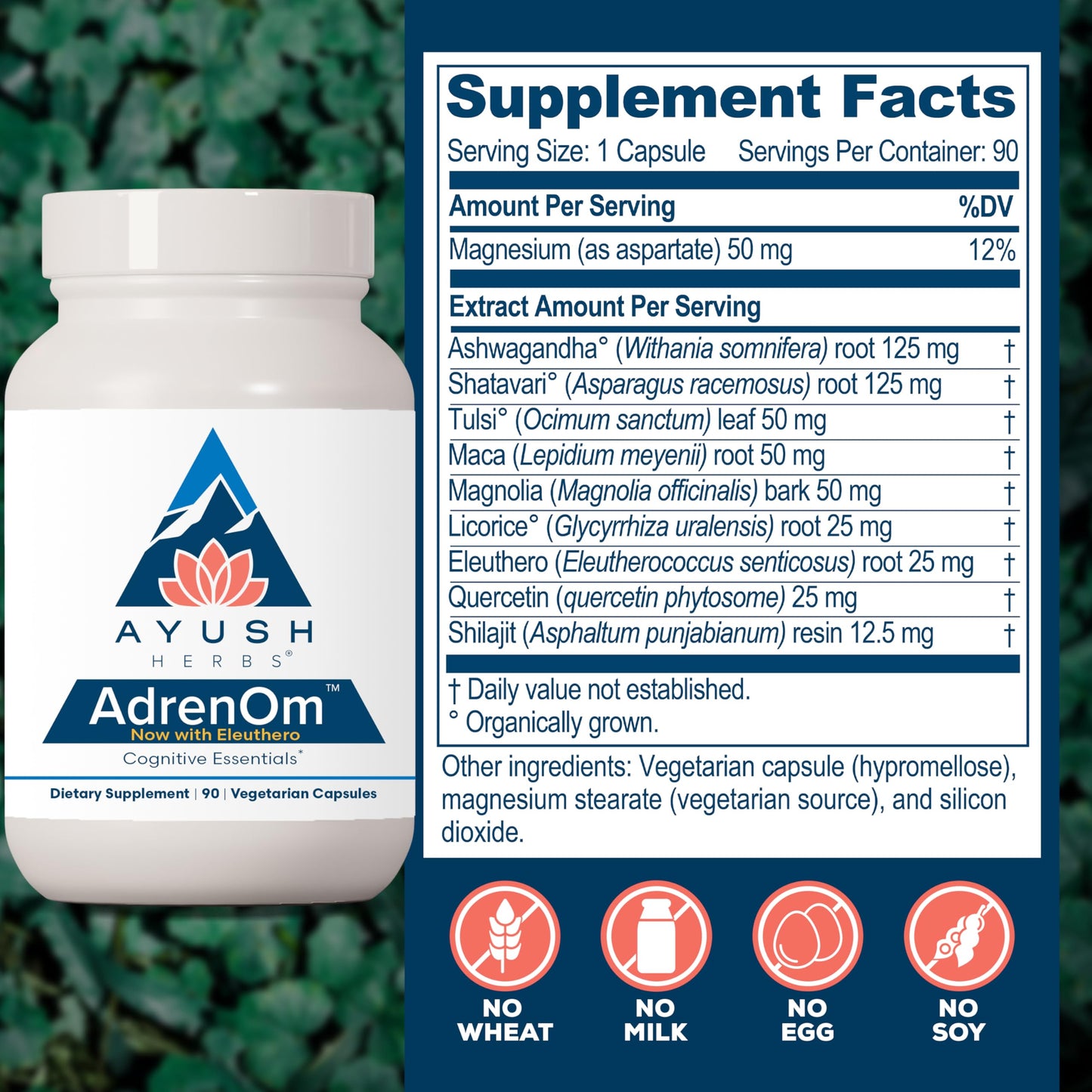 Ayush Herbs AdrenOm Ayurvedic Adrenal and Stress-Support Supplement Capsule, 90 Count