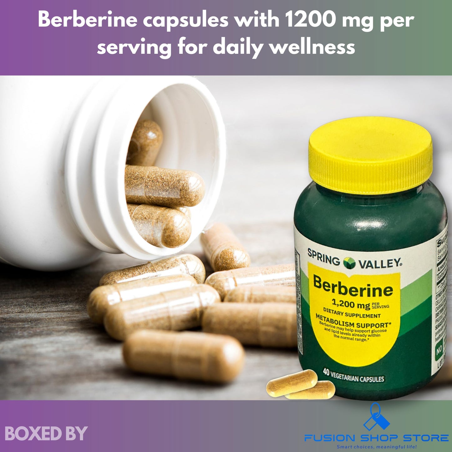 FUSION SHOP STORE Berberine Metabolism Support Capsules, 40 Count
