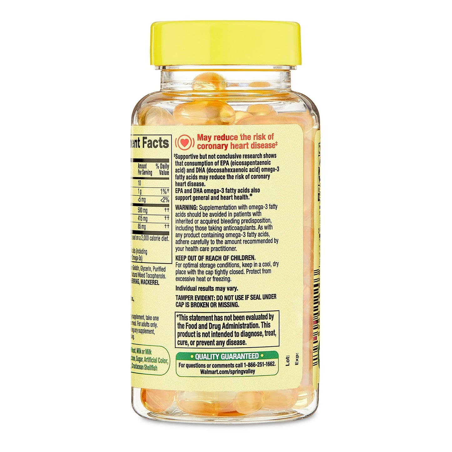 Fusion Shop Store Omega-3 500mg Fish Oil Softgel, 60 Count