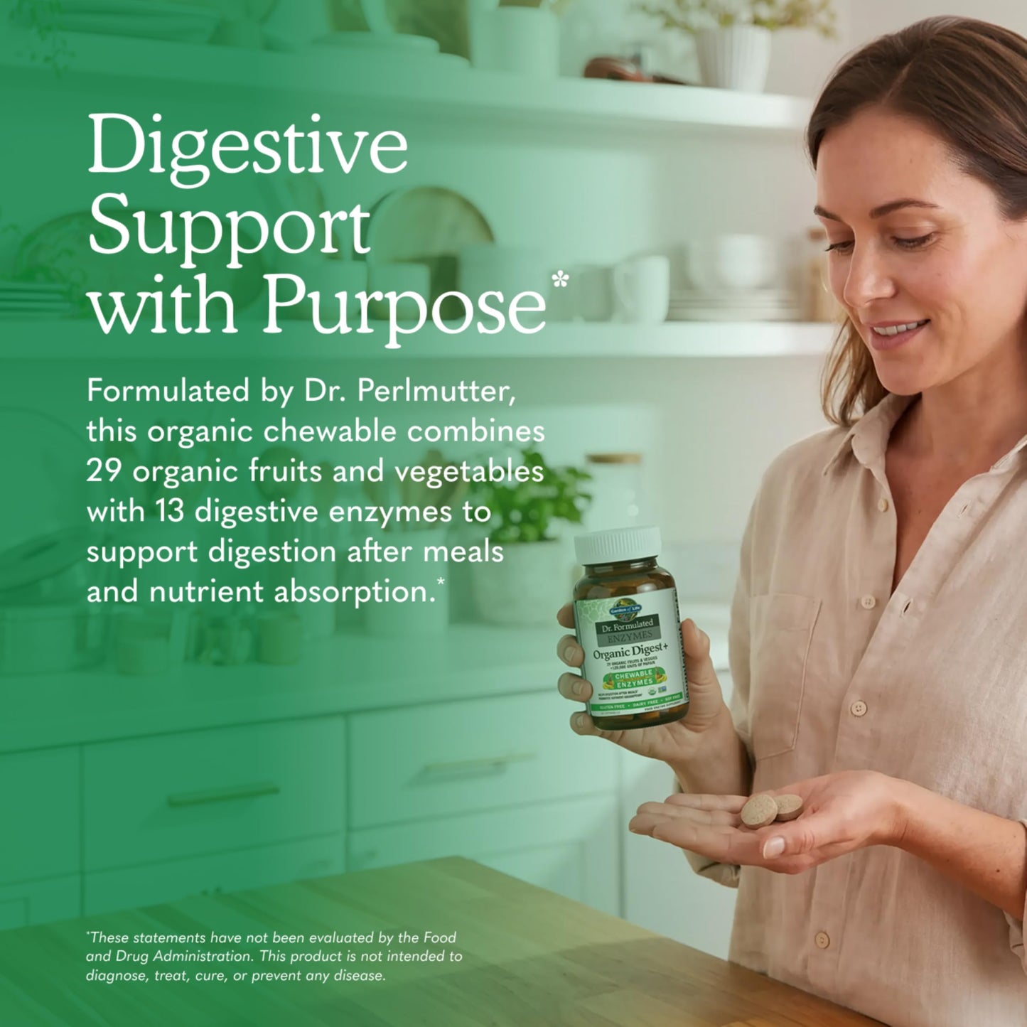 Garden of Life Dr Formulated Digestive Enzymes with Papain, Bromelain, Lipase Chewables 90 Count