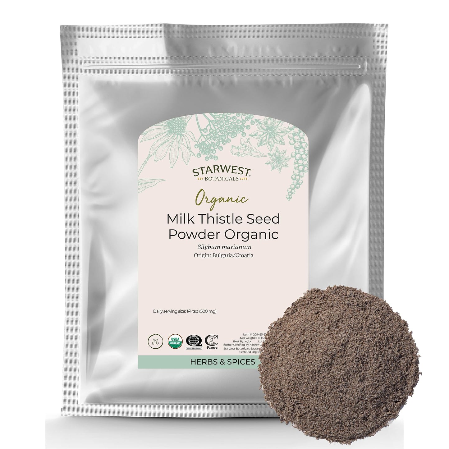 Starwest Botanicals Organic Milk Thistle Seed Powder 16 oz