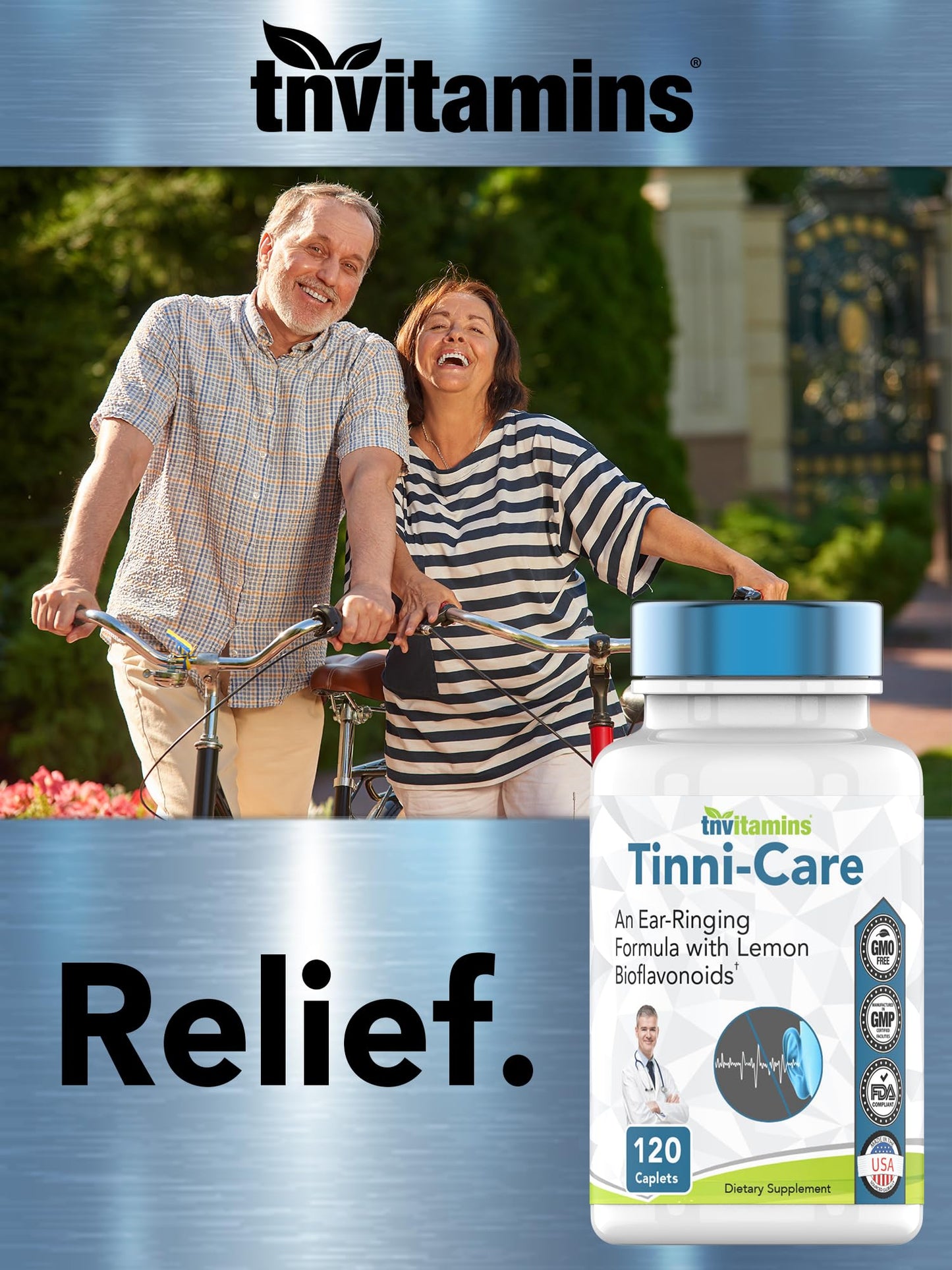 tnvitamins Tinni-Care Lemon Bioflavonoid Supplement Ear Ringing Relief Formula That May Help with Ringing Over Time 120 Caplets