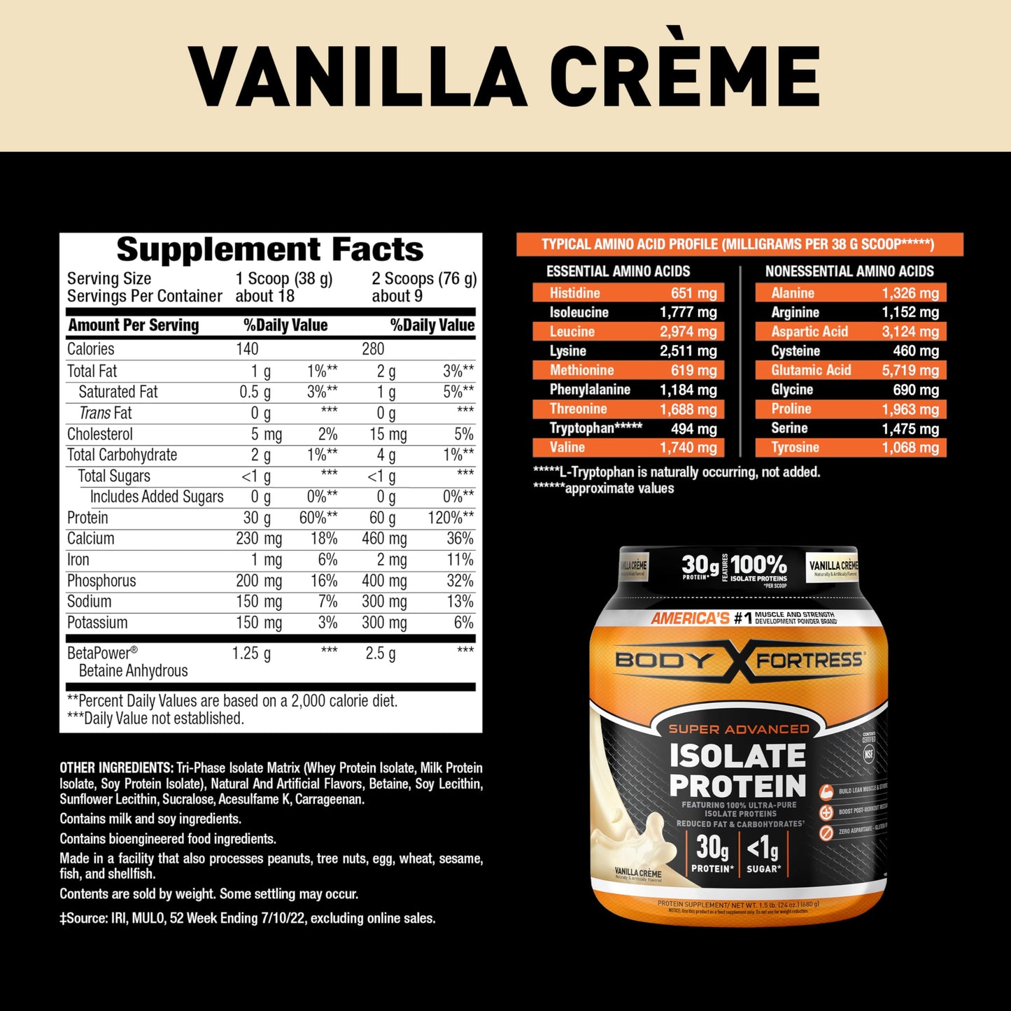 Body Fortress Super Advanced Isolate Protein Powder 24 Servings