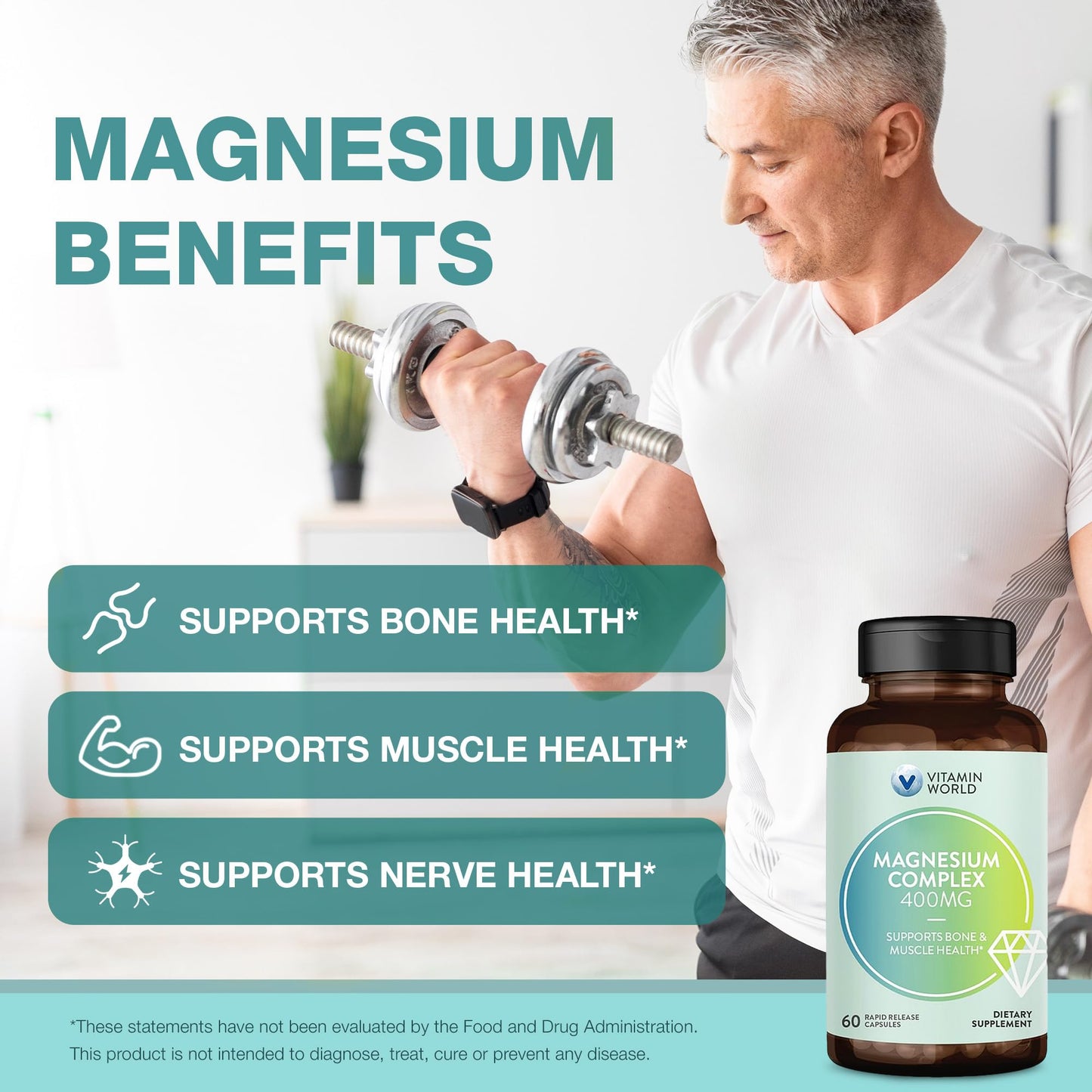 Vitamin World Magnesium Complex Capsules, 60 Capsules