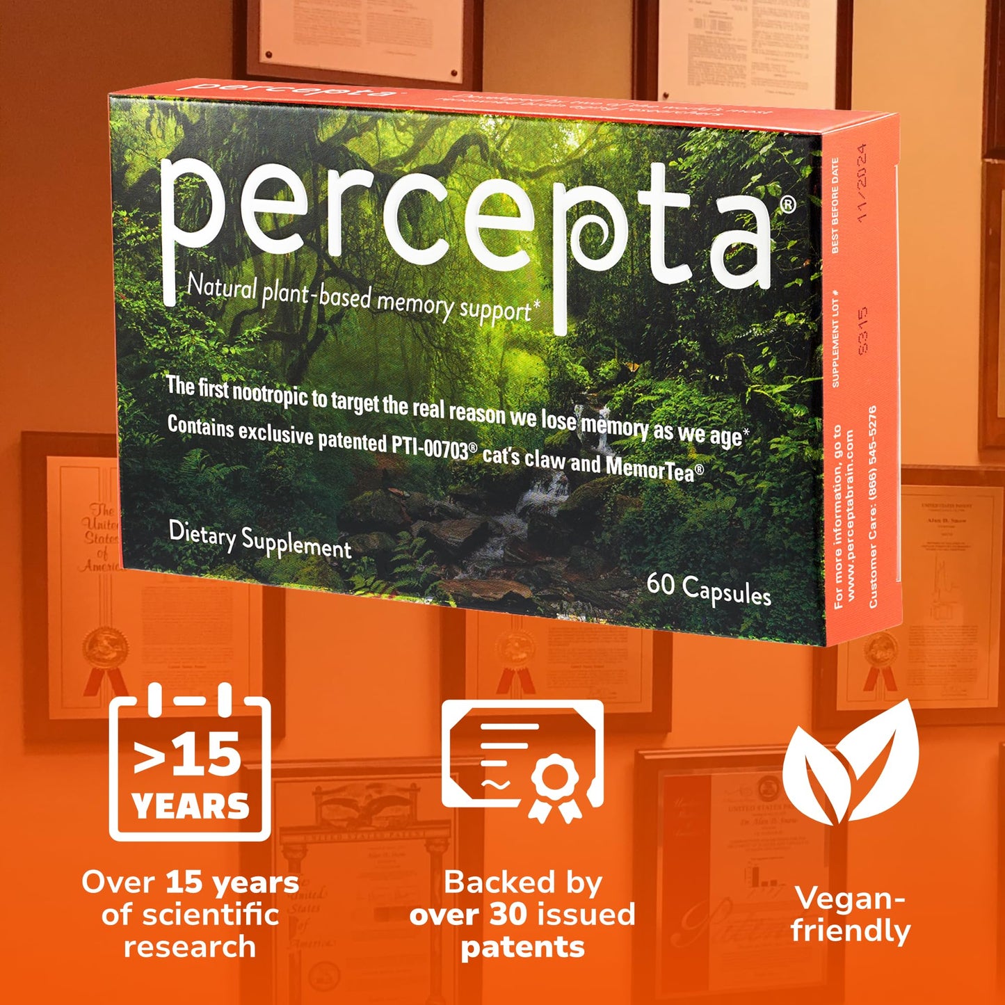 Percepta Plant-Based Memory Support Capsule, 60 Count